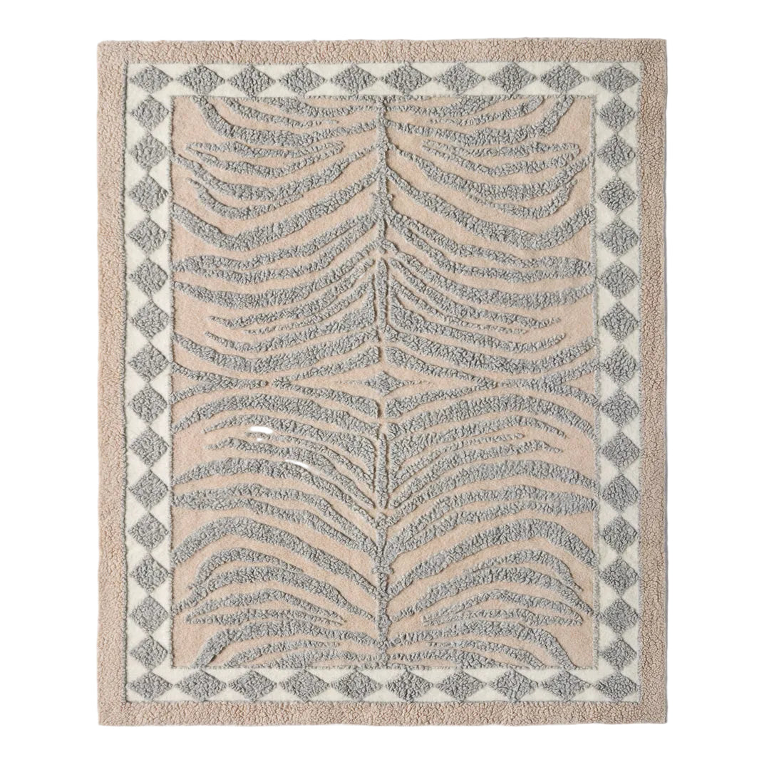 WILDCAT THROW Blanket Beige with Gray
