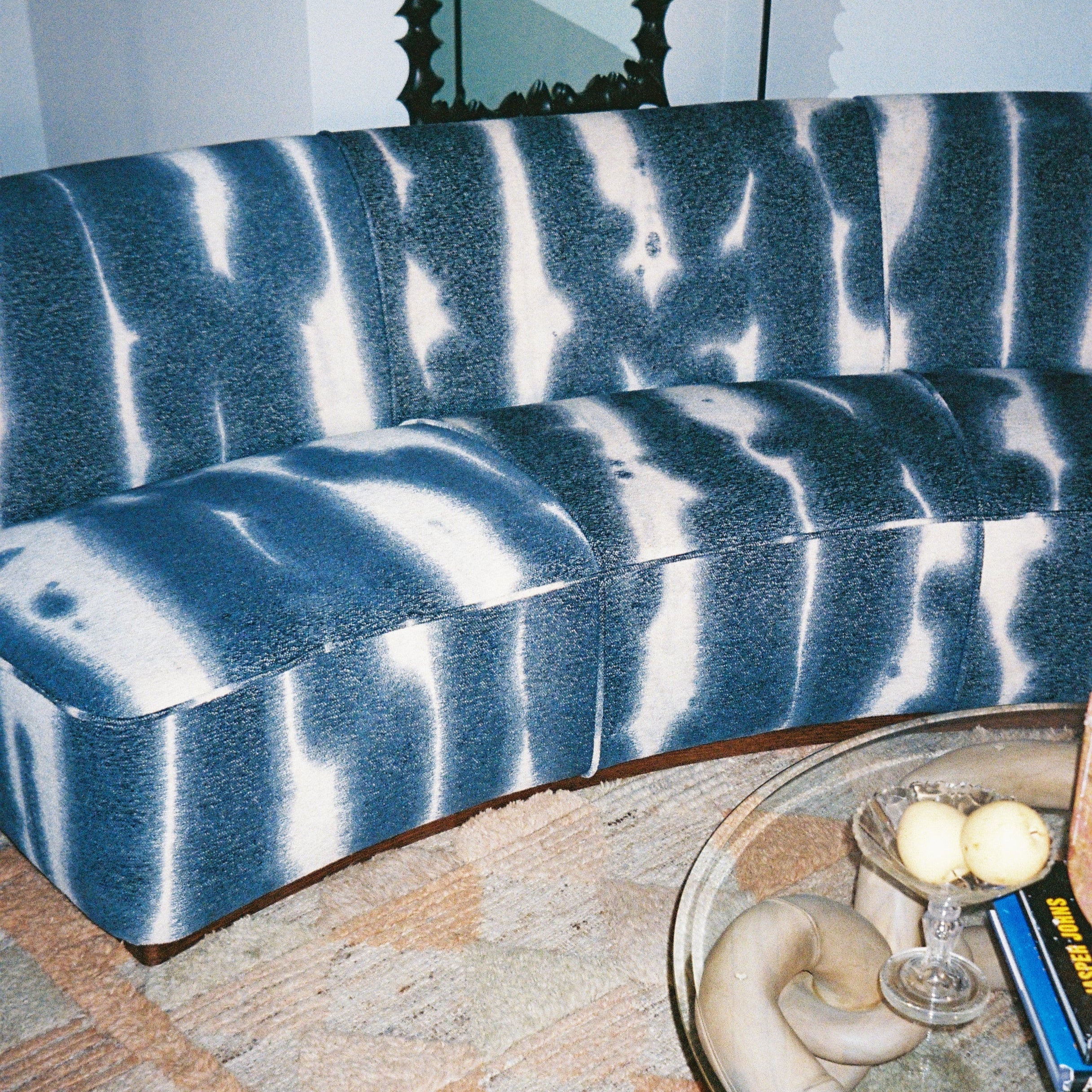 PARIS blue chenille sofa