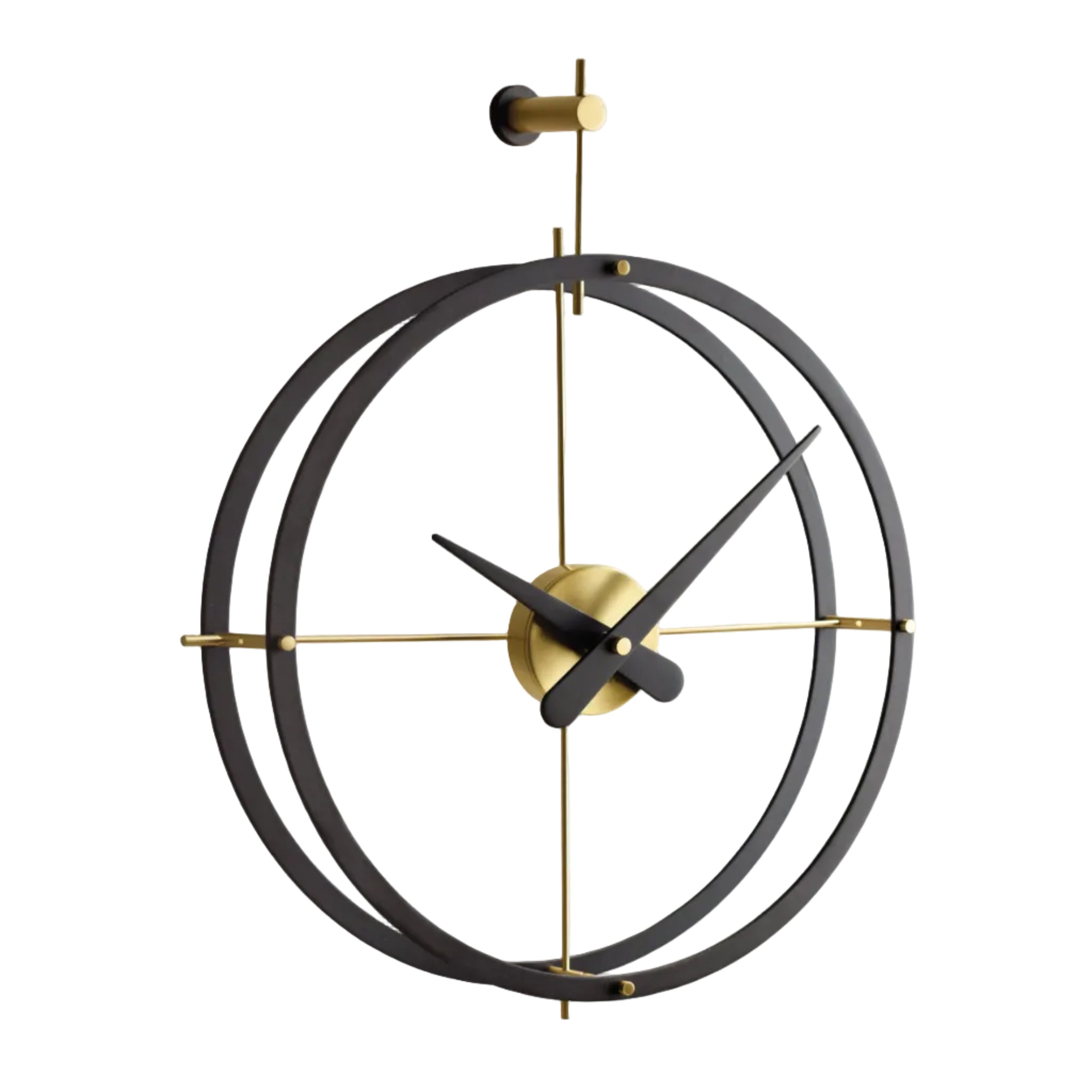 Wall Clock DOS PUNTOS black with brass