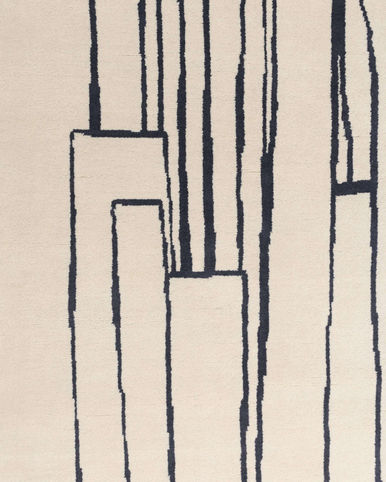 Asymmetrischer dekorativer Teppich CONTOUR grau-beige mit Schwarz