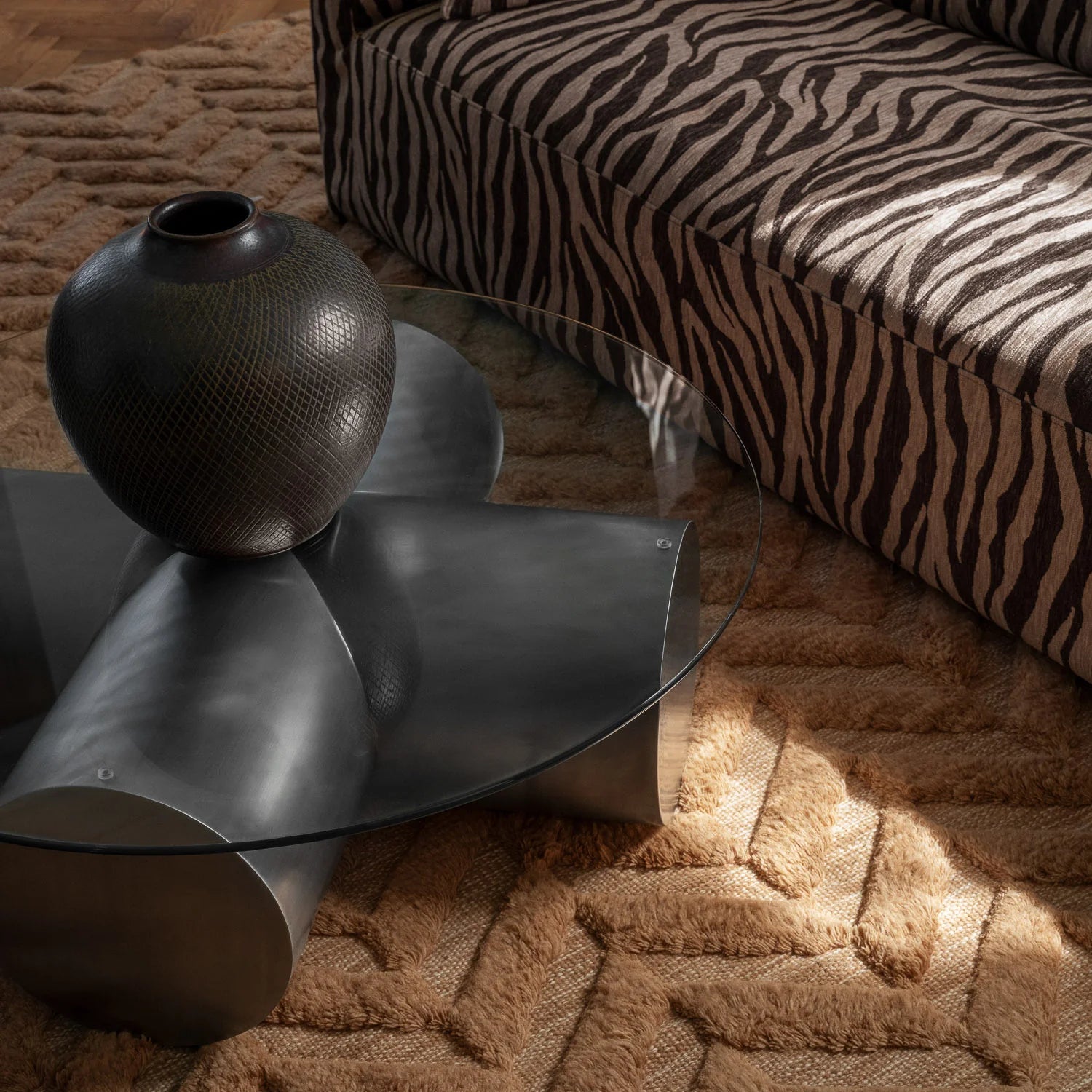 Couchtisch CROSS poliertes Stahl