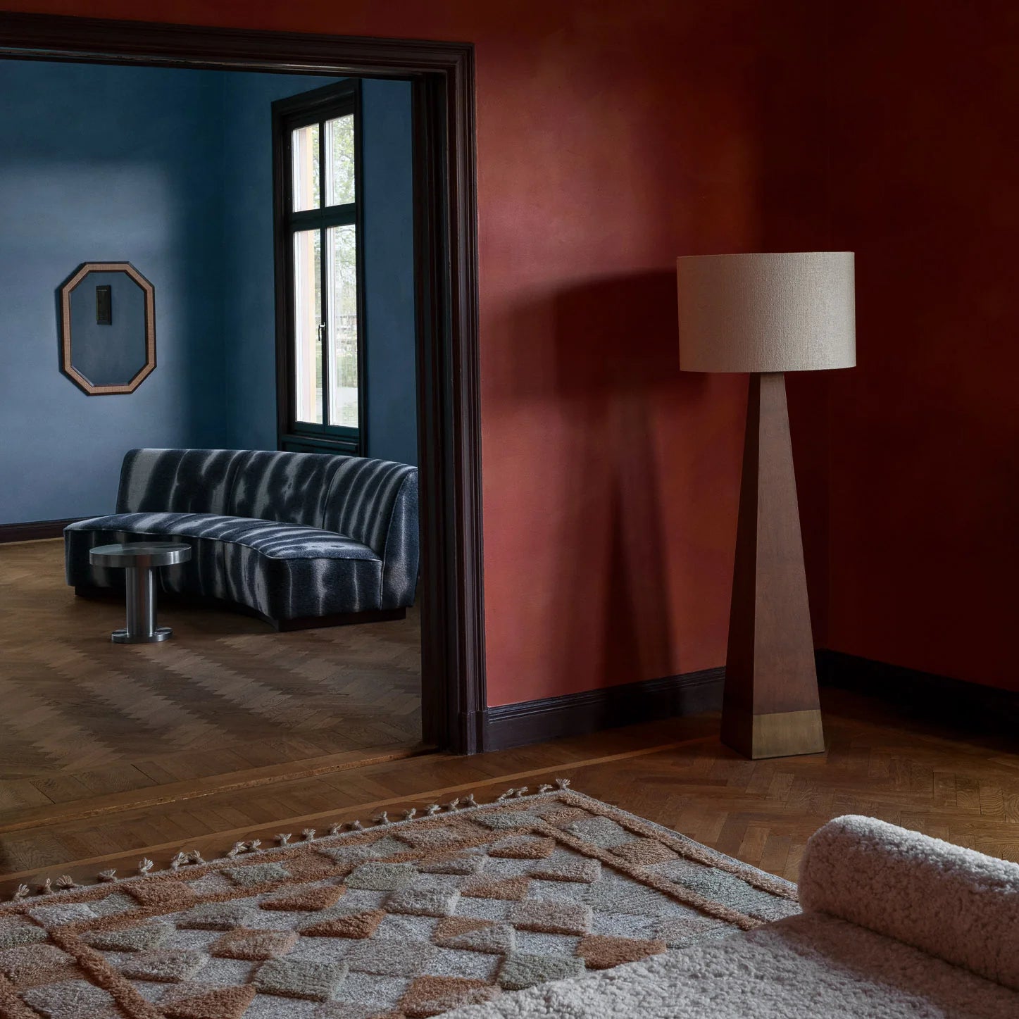 PARIS blue chenille sofa