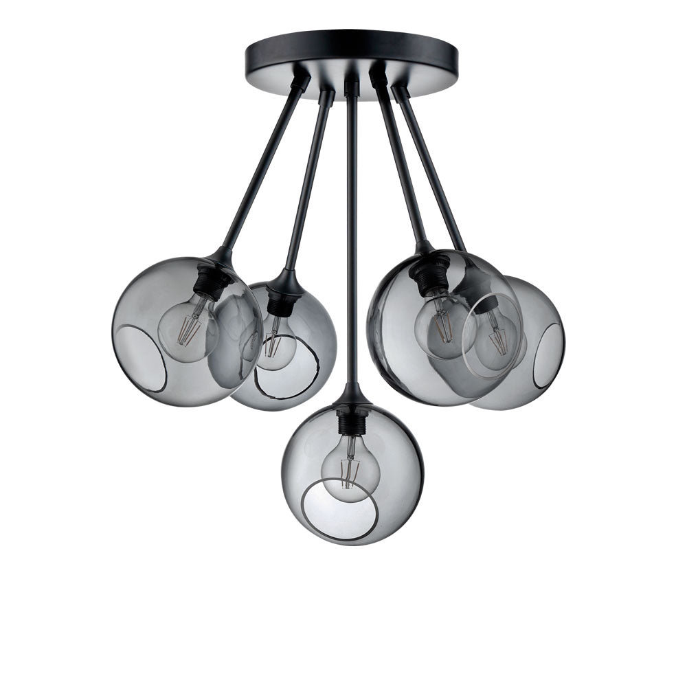 Pendelleuchte BALLROOM MOLECULE rauchig mit schwarzer Oberfläche