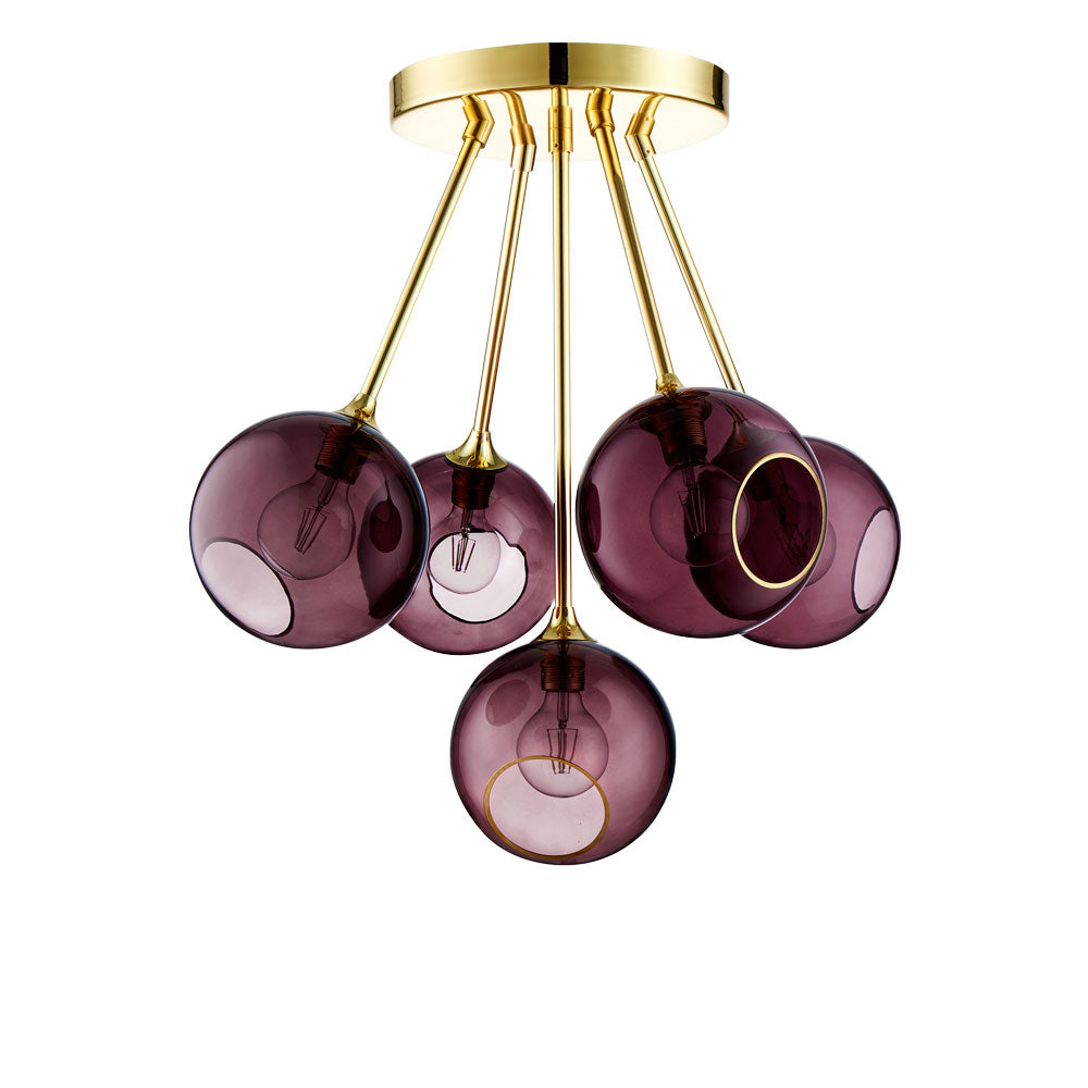 Pendelleuchte BALLROOM MOLECULE pflaume mit goldener Veredelung
