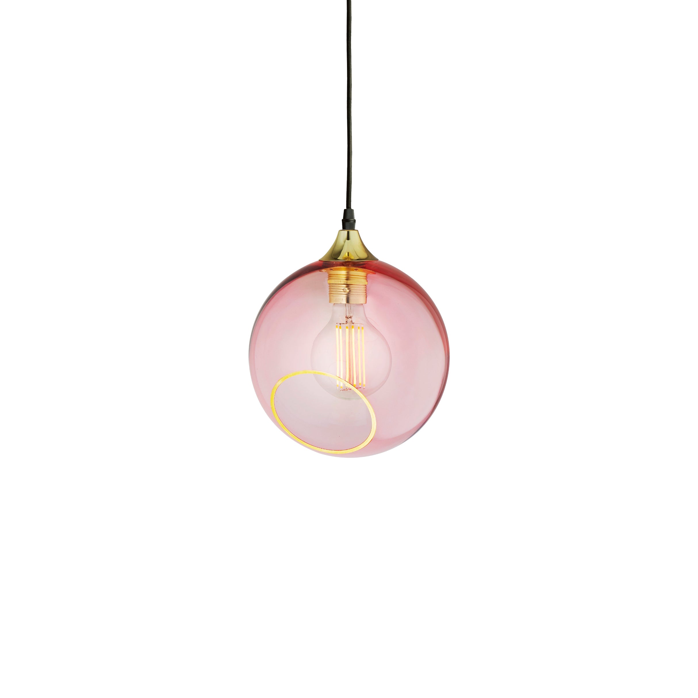 BALLROOM pendant lamp in pink with gold finish