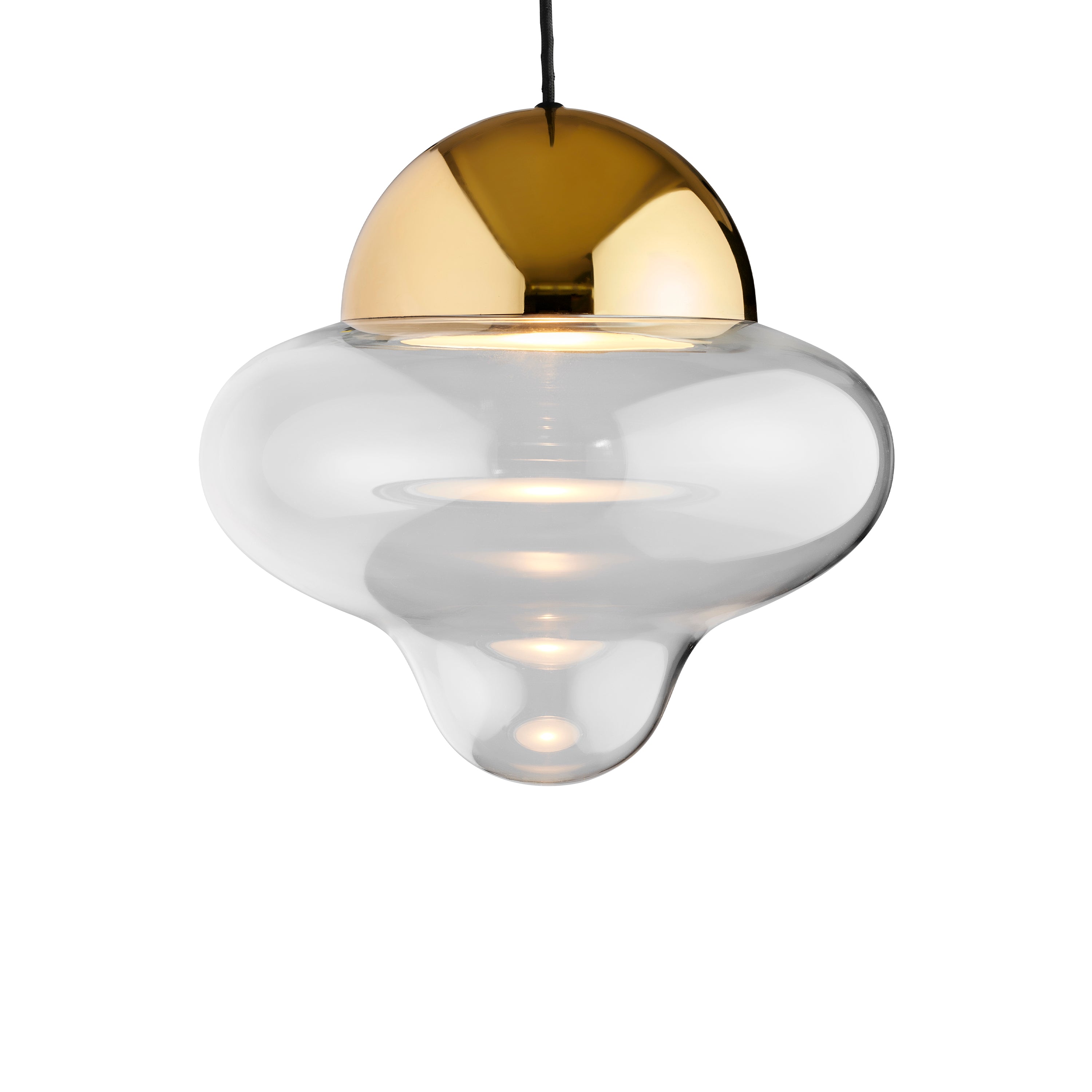 NUTTY pendant lamp transparent glass with gold finish
