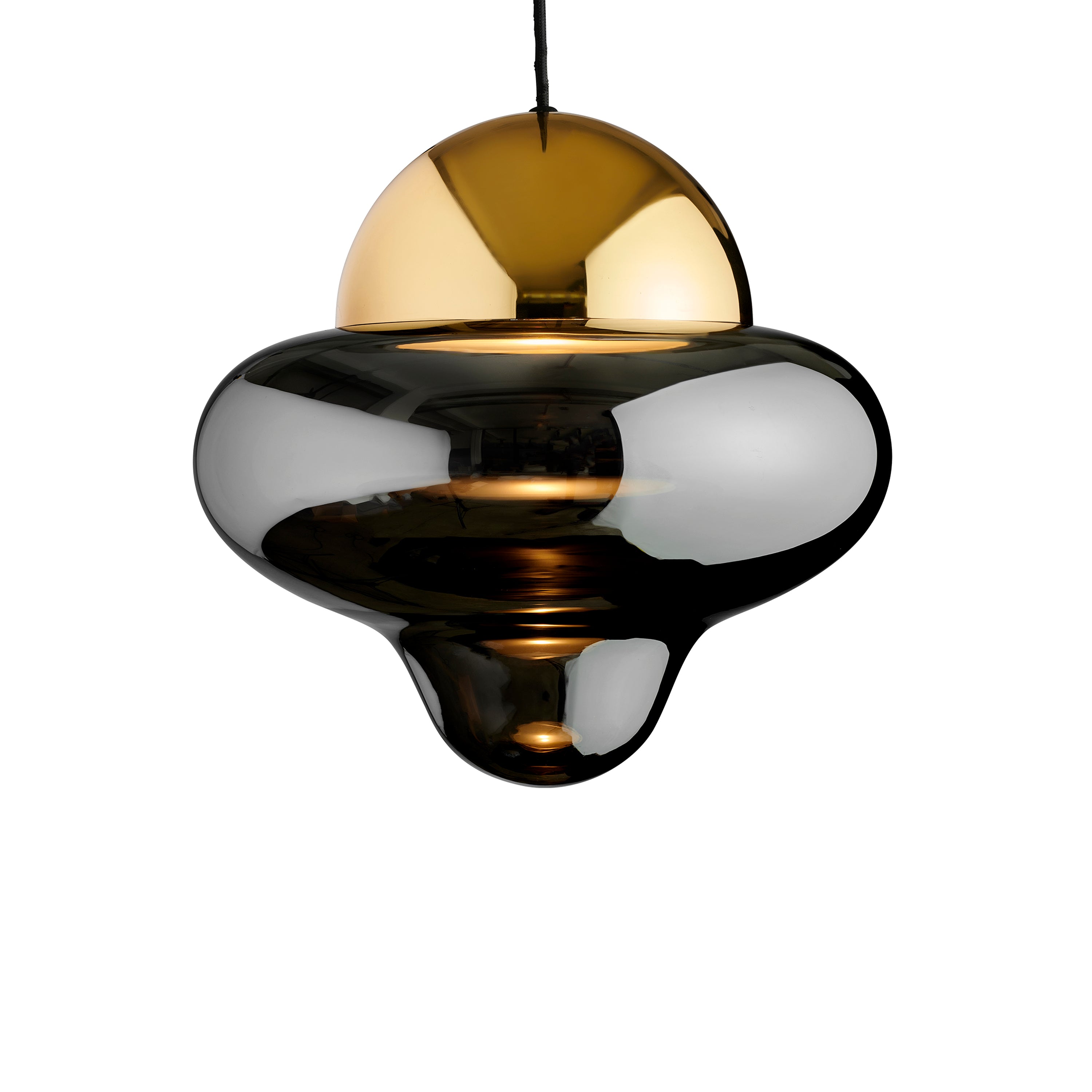 Pendelleuchte NUTTY rauchglas mit goldener Veredelung