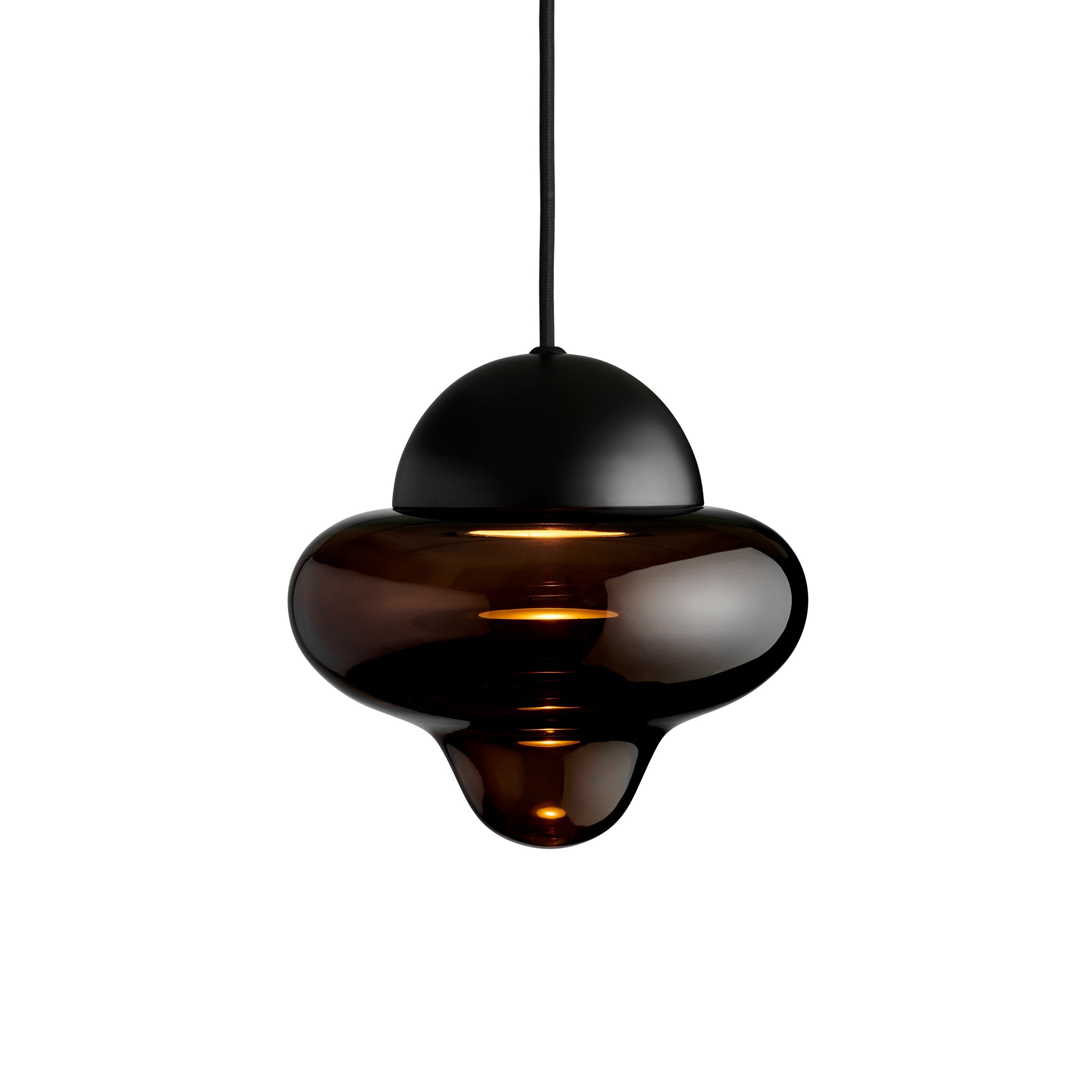 NUTTY pendant lamp brown glass with black finish