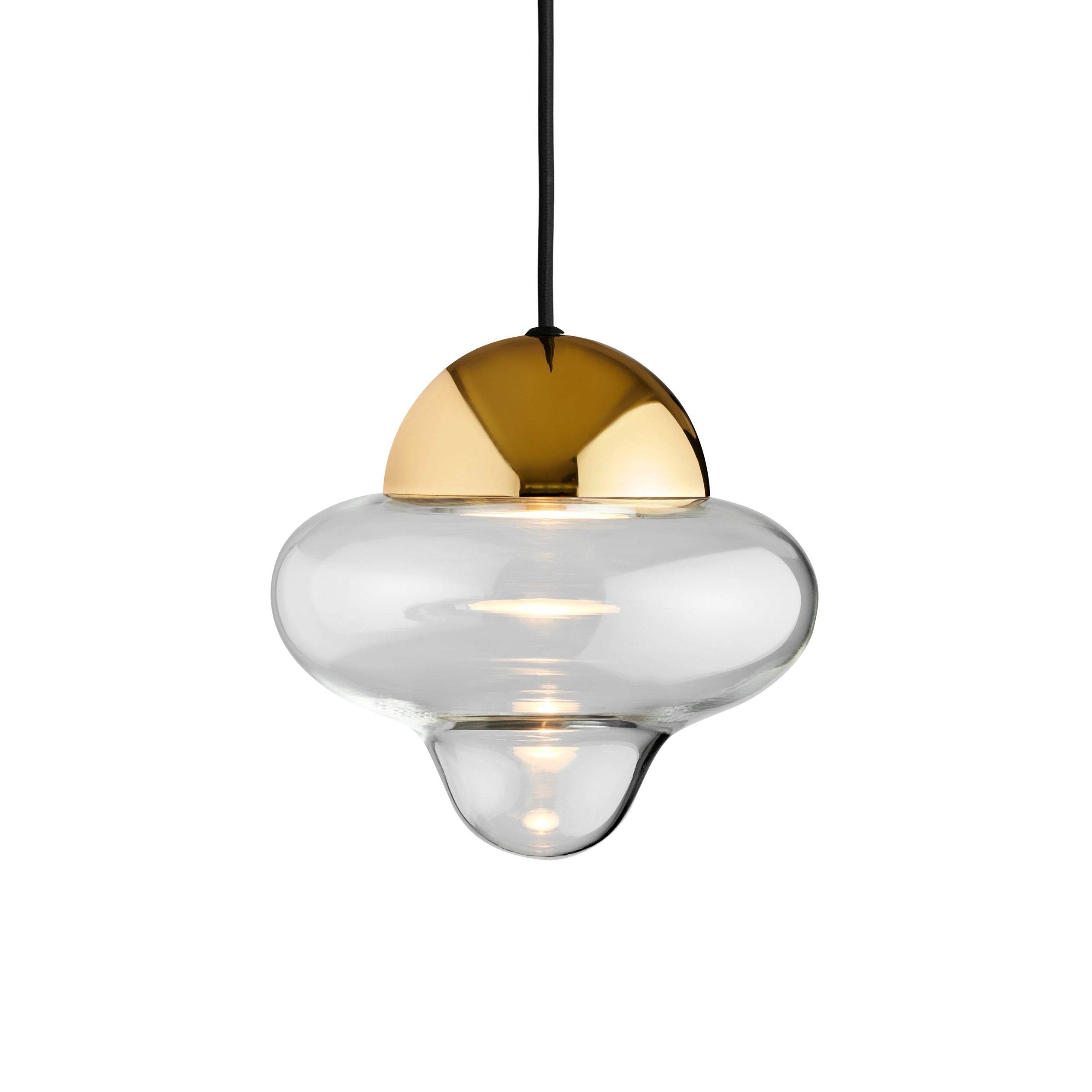 NUTTY pendant lamp transparent glass with gold finish