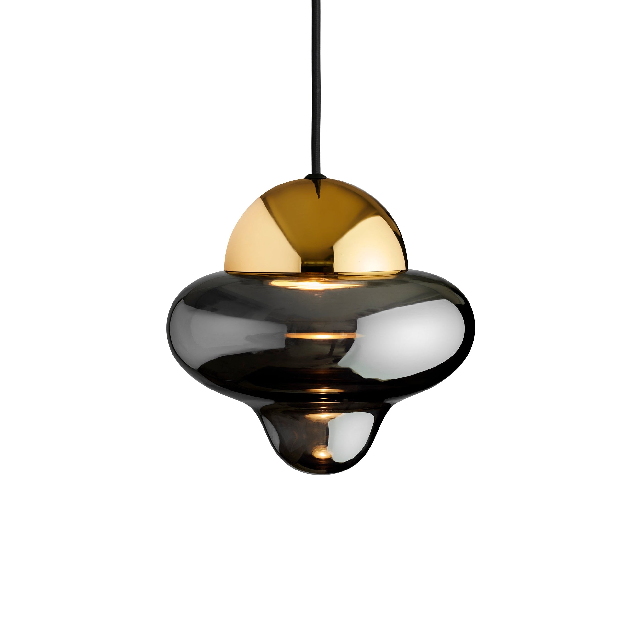 Pendelleuchte NUTTY rauchglas mit goldener Veredelung