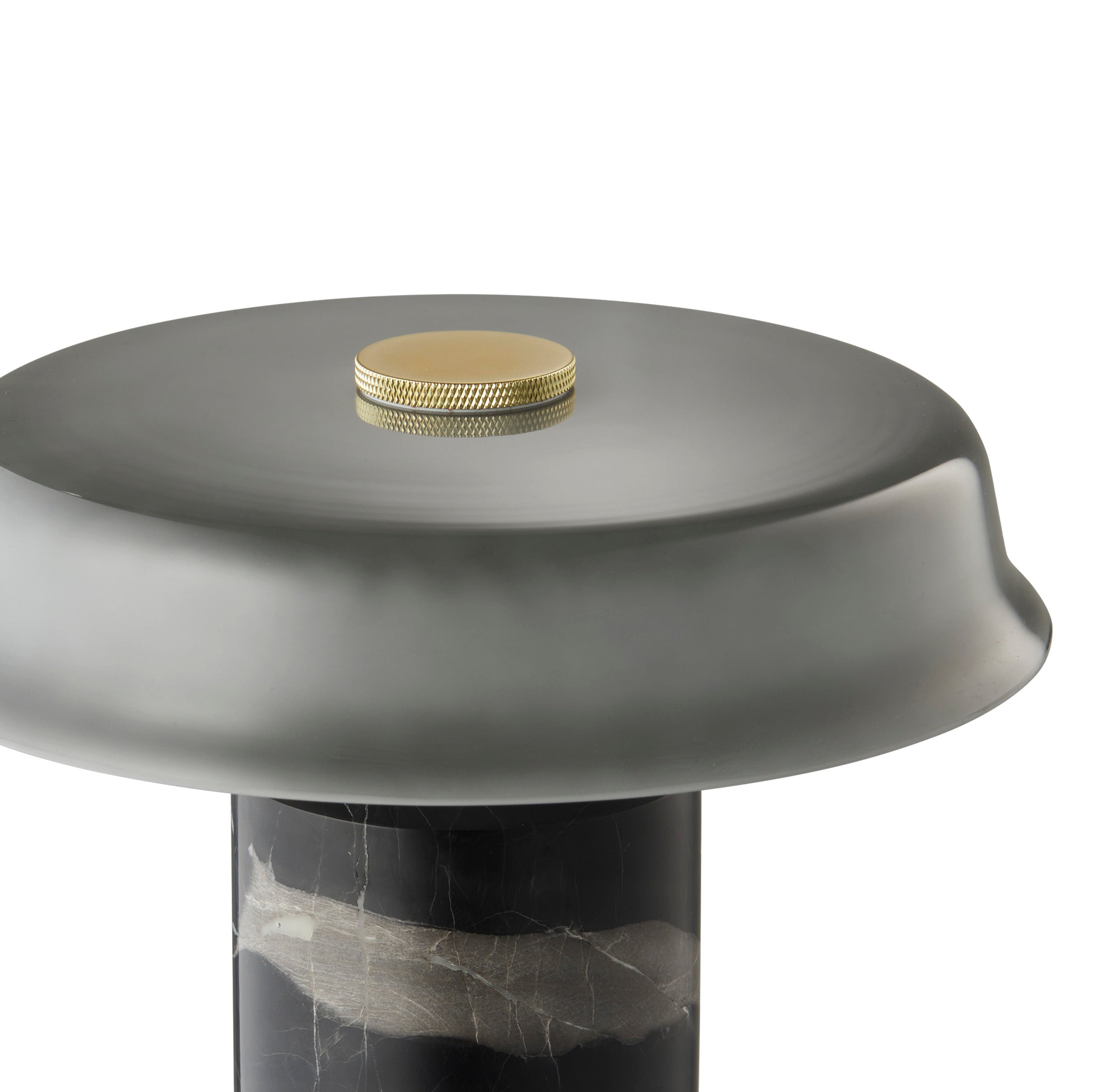 Tragbare Lampe TRIP NO. 2 grauer Marmor mit rauchigem Glas
