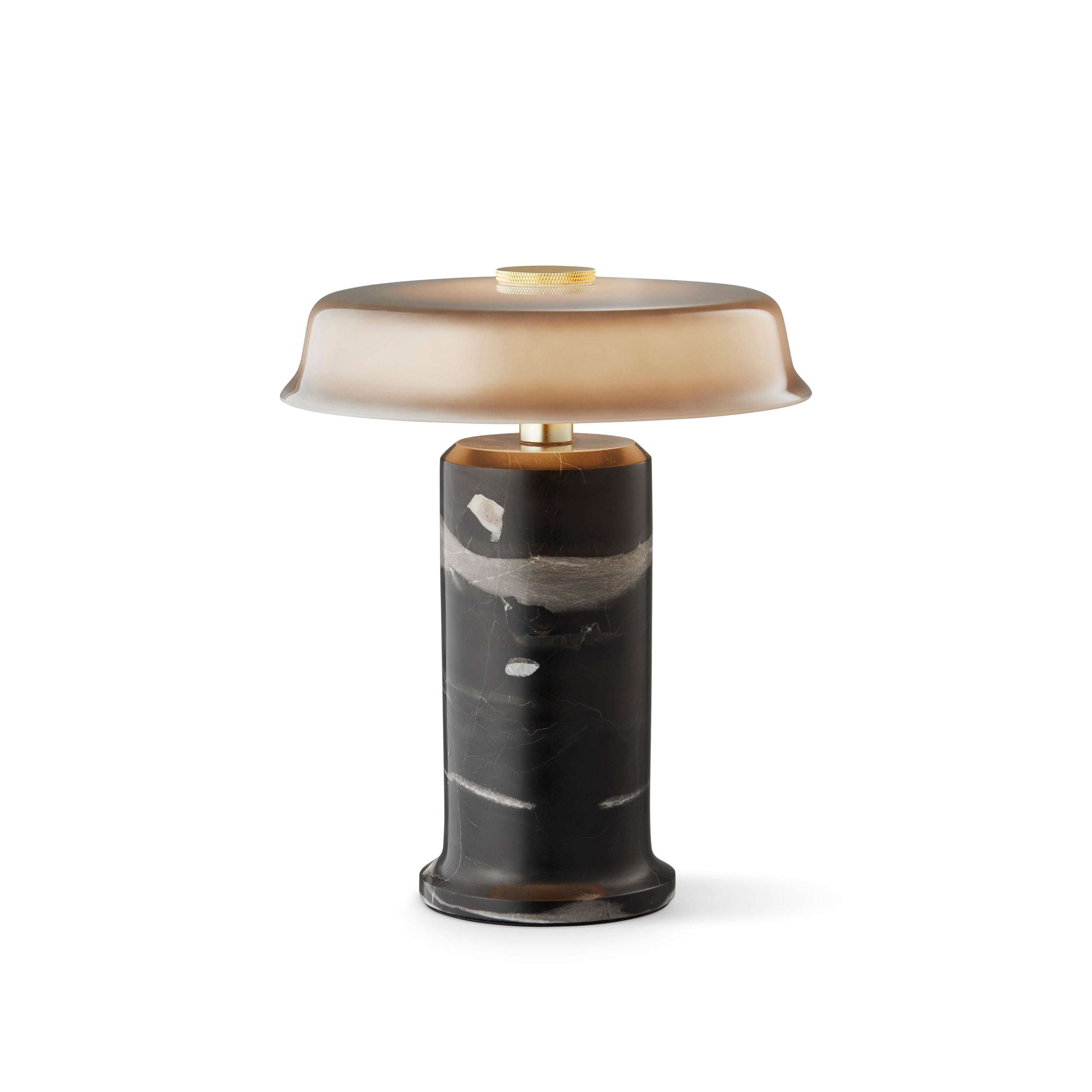 Tragbare Lampe TRIP NO. 2 grauer Marmor mit rauchigem Glas