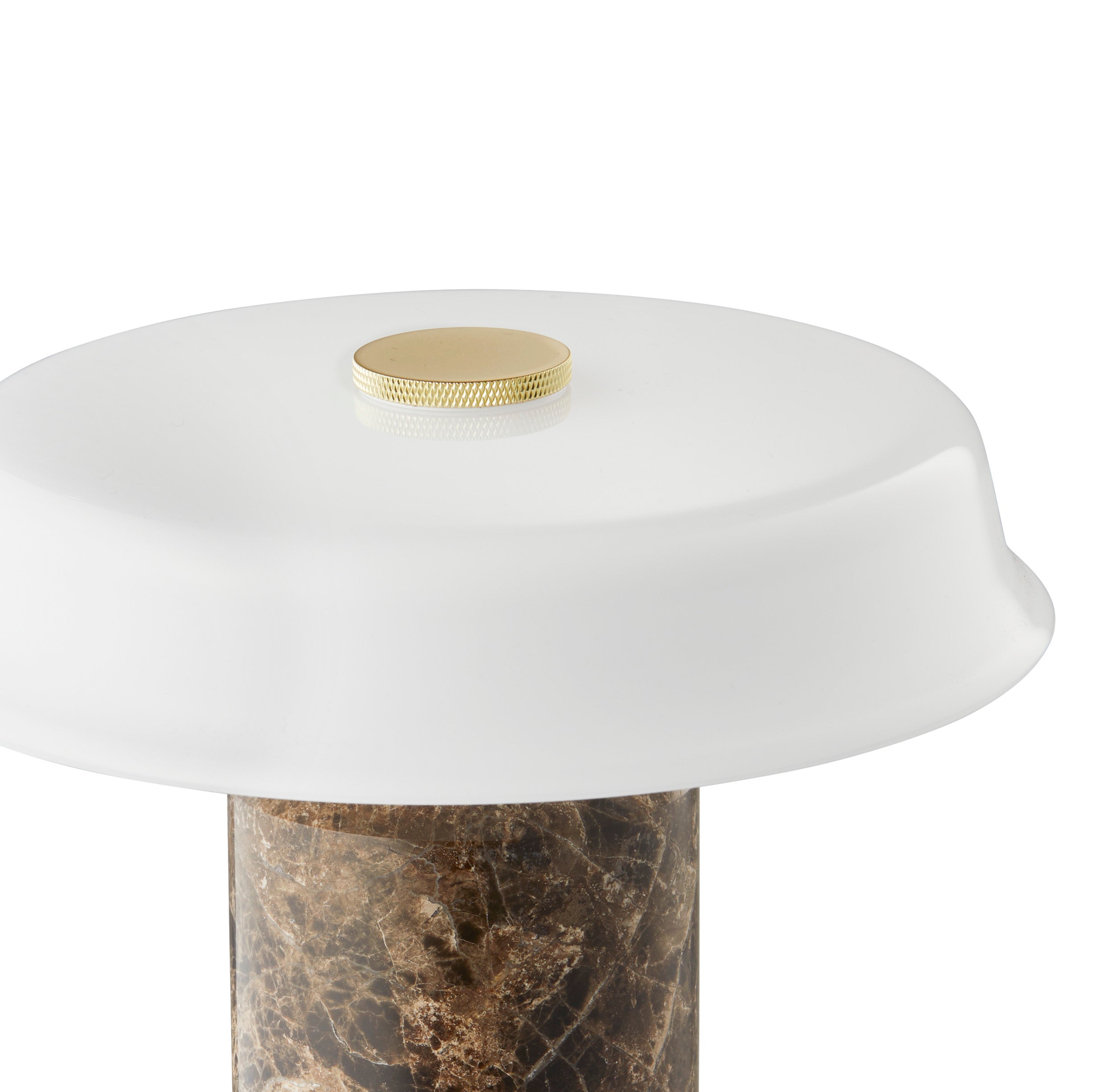 Tragbare Lampe TRIP NO. 2 brauner Marmor mit milchweißem Glas