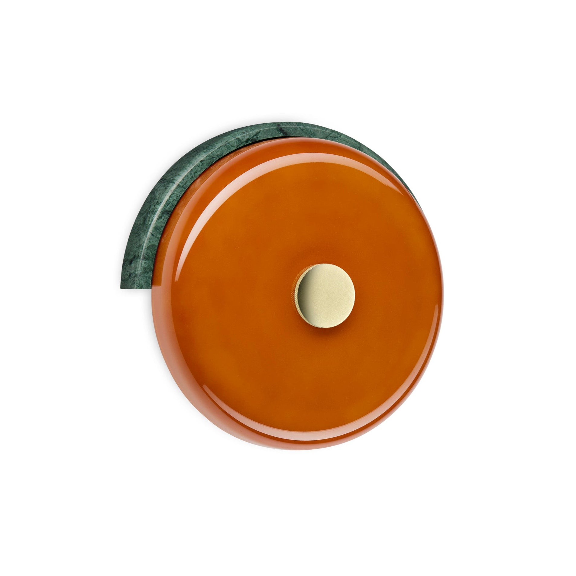 Wandleuchte TRIP grüner Marmor mit bernsteinfarbenem Glas