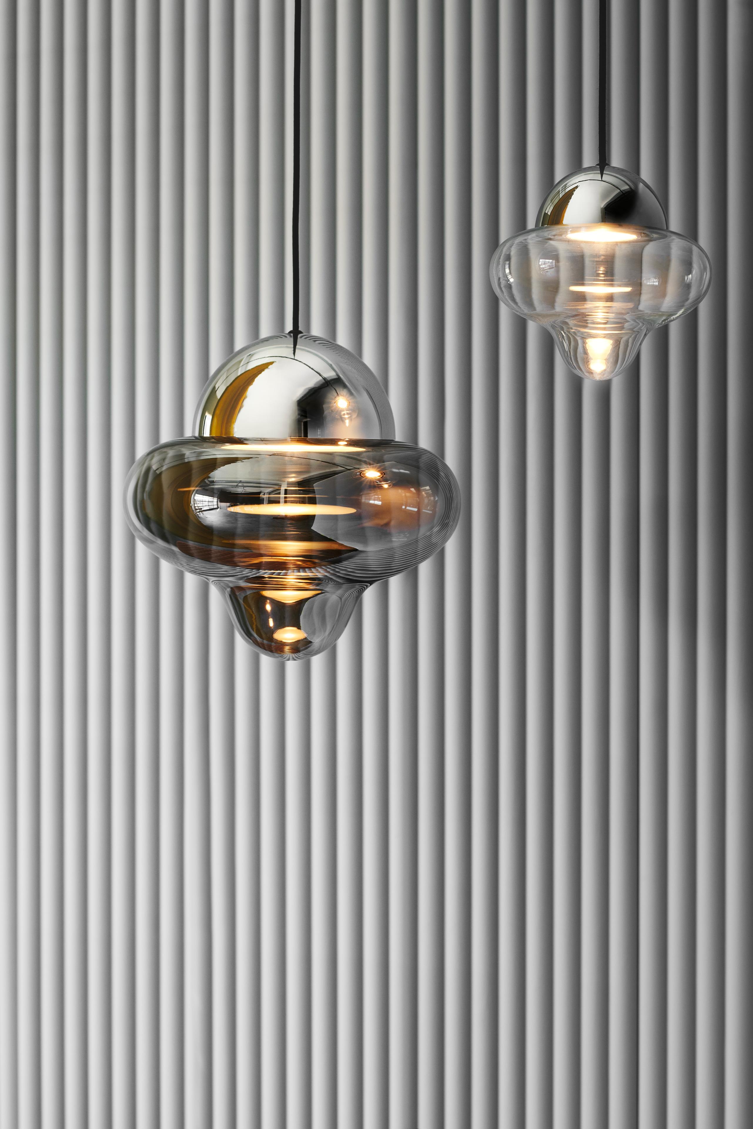 Pendelleuchte NUTTY rauchglas mit silbernem Finish