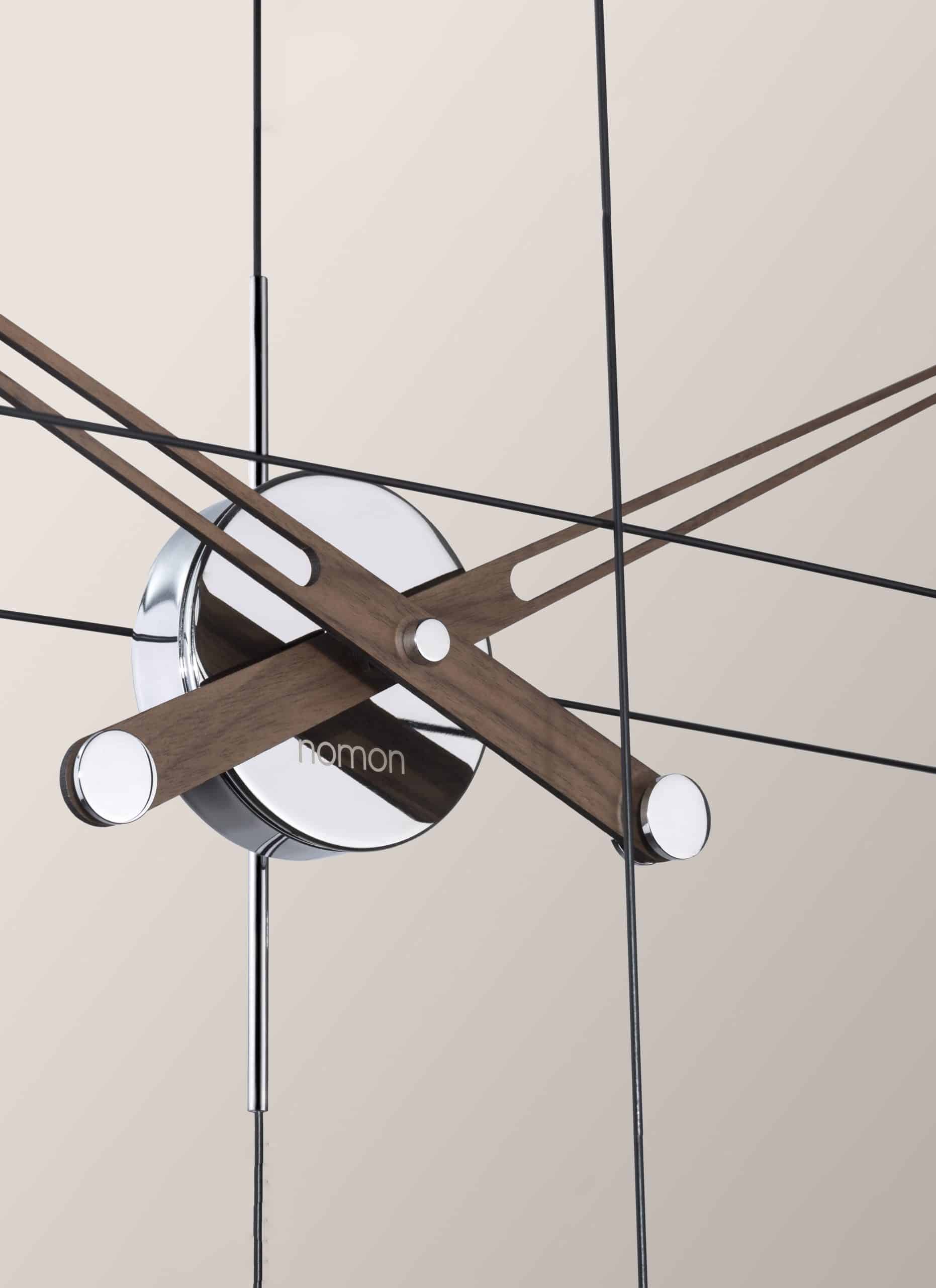 DELMORI wall clock walnut wood with black and chrome