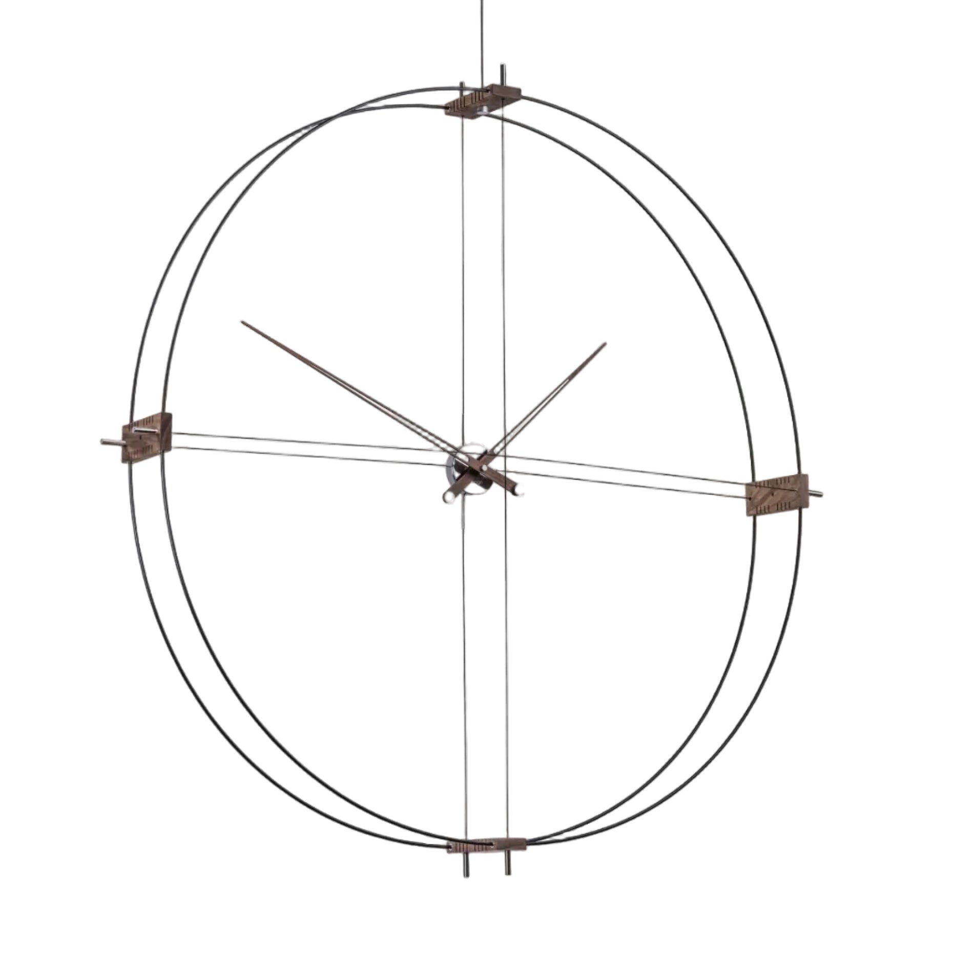 DELMORI wall clock walnut wood with black and chrome