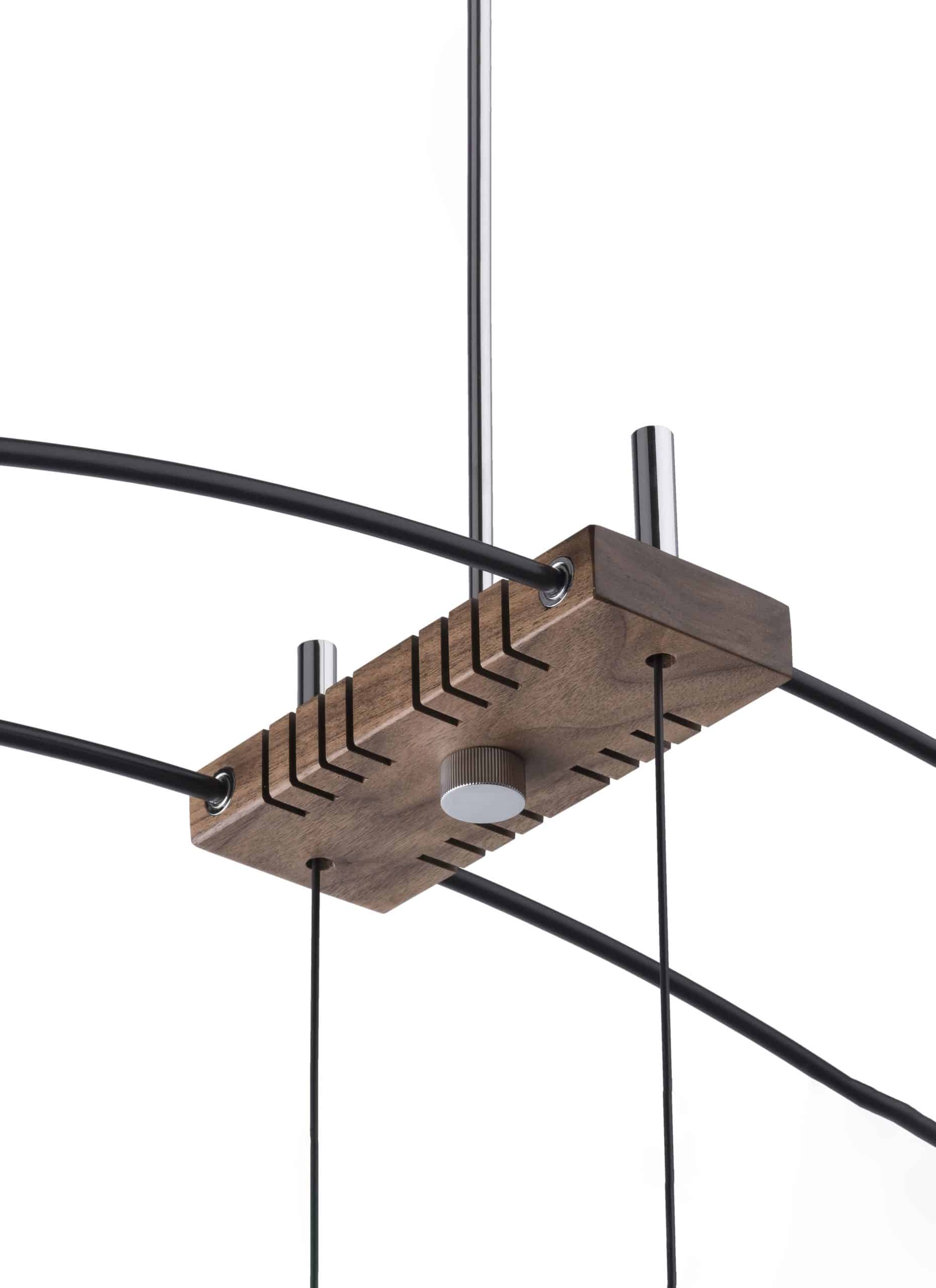 DELMORI wall clock walnut wood with black and brass