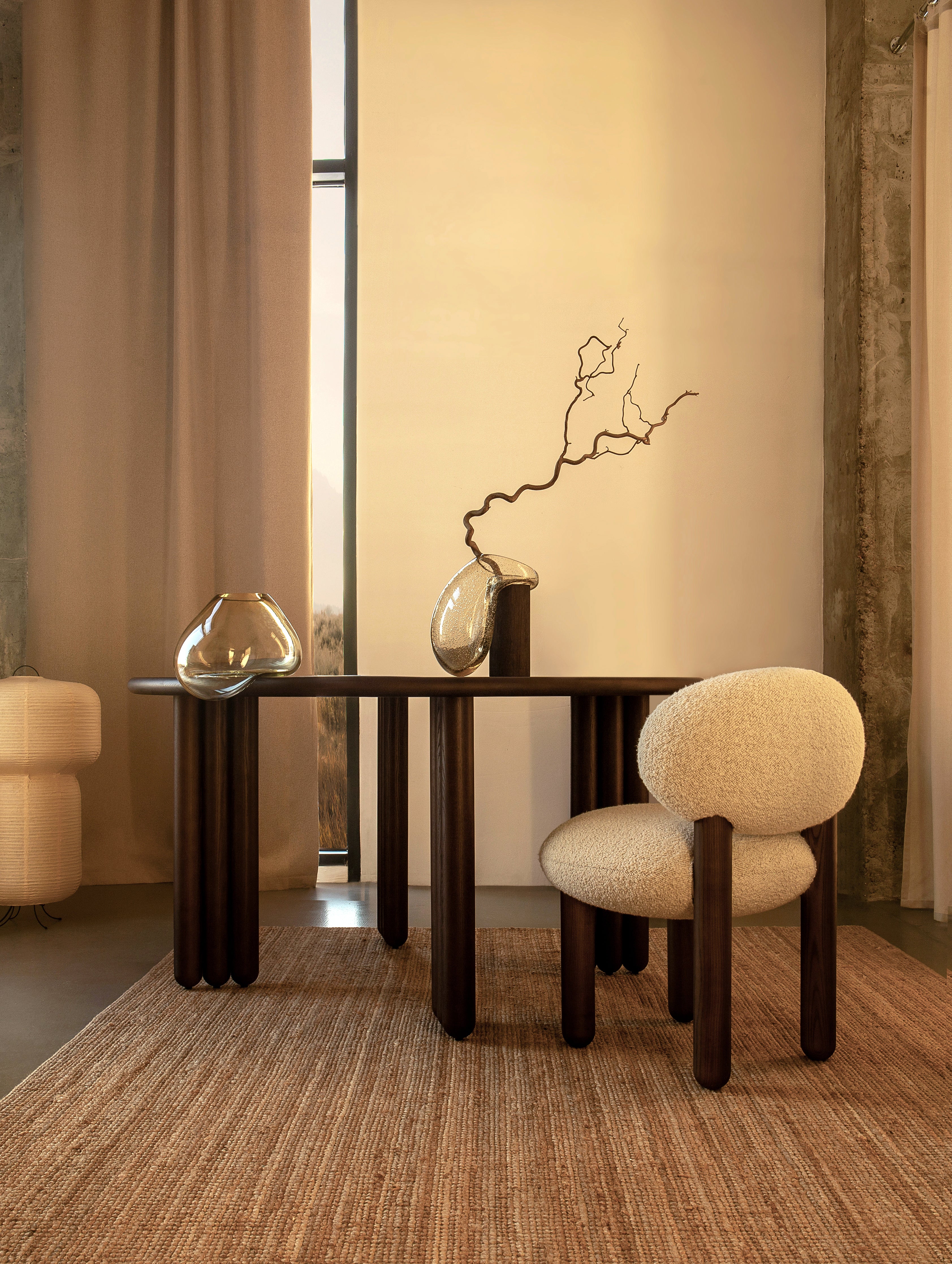 Round Table FLOCK Brown Ash Wood