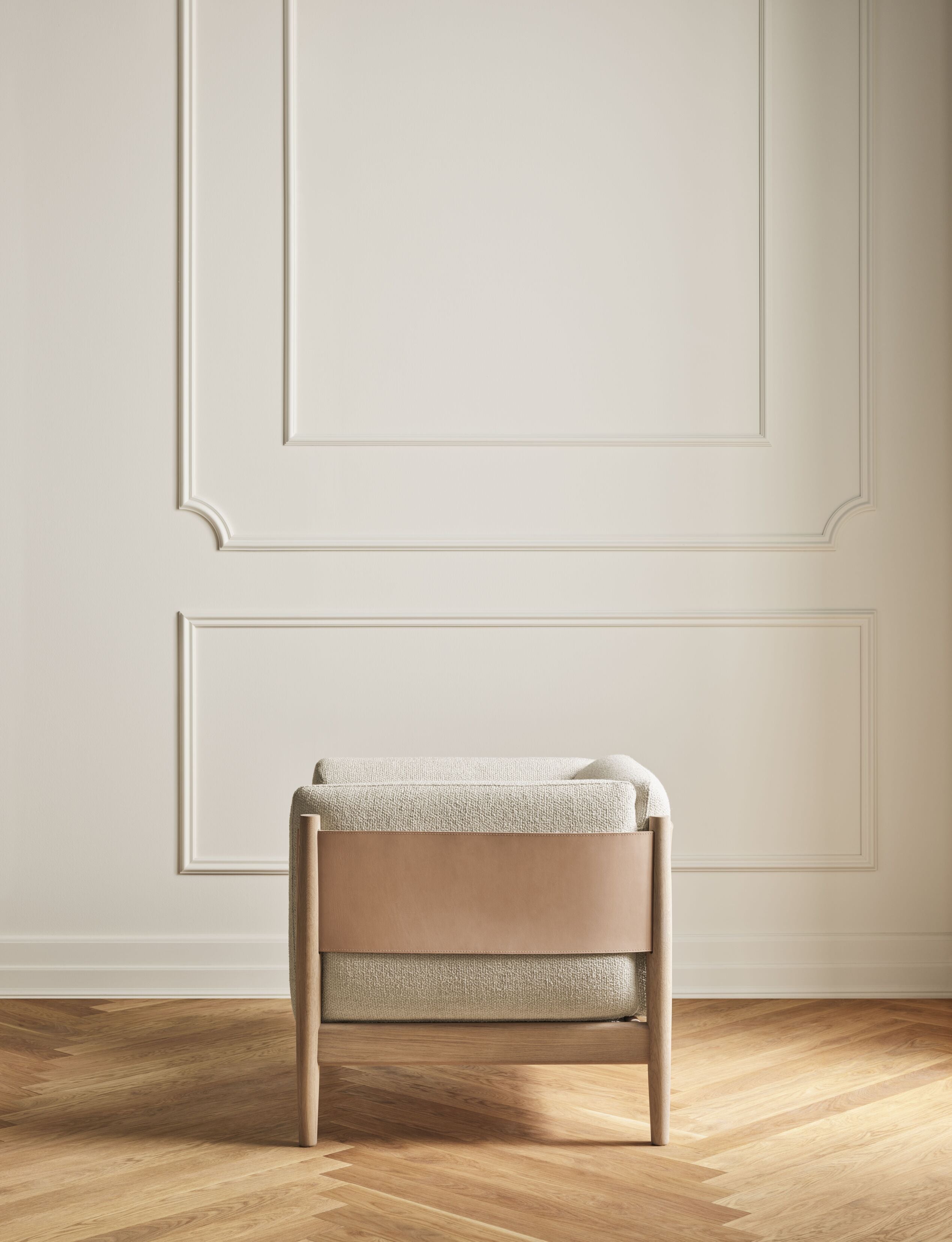 Tauch -Sessel natürliches Leder mit weißer Basis