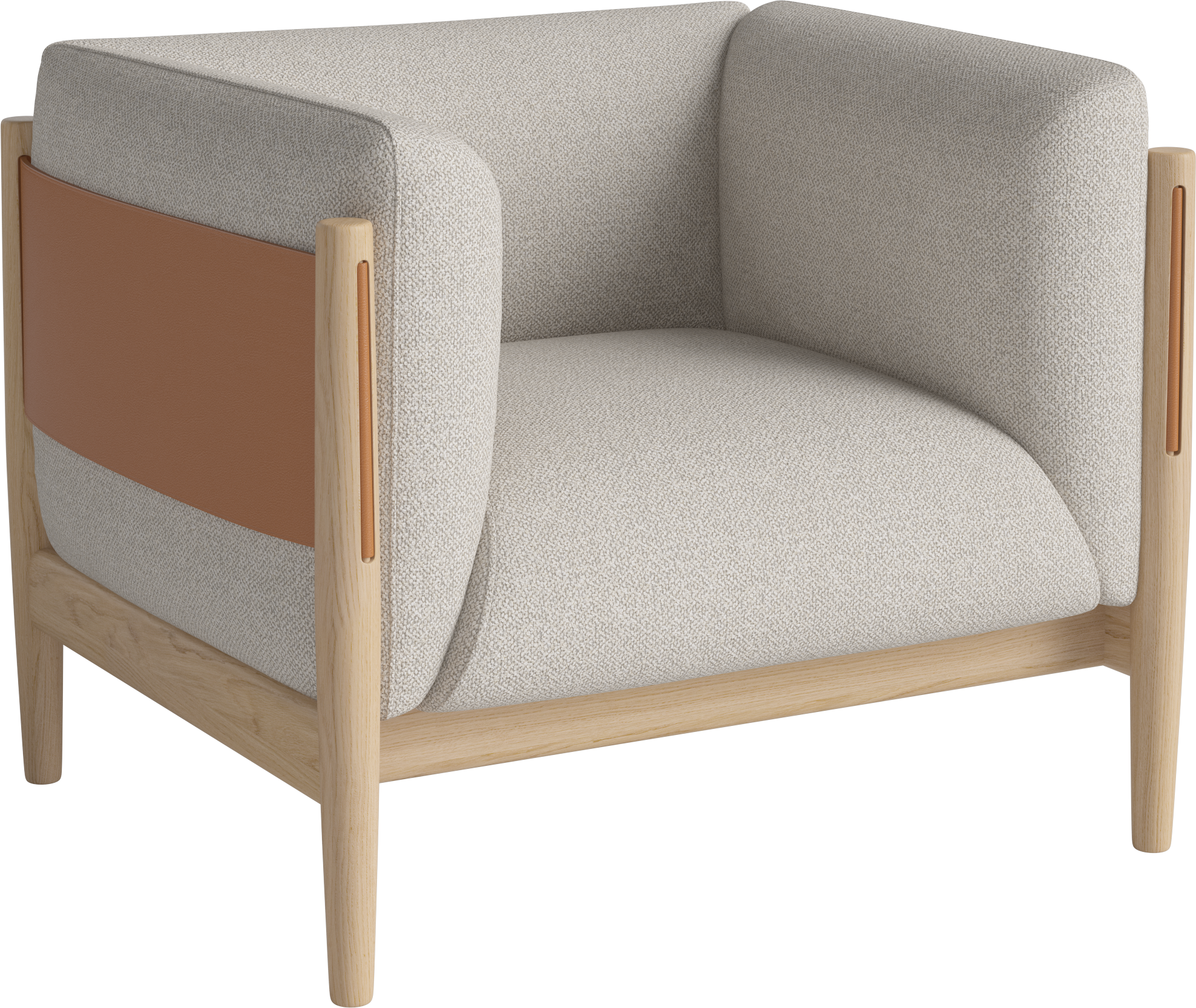 Tauch -Sessel natürliches Leder mit weißer Basis