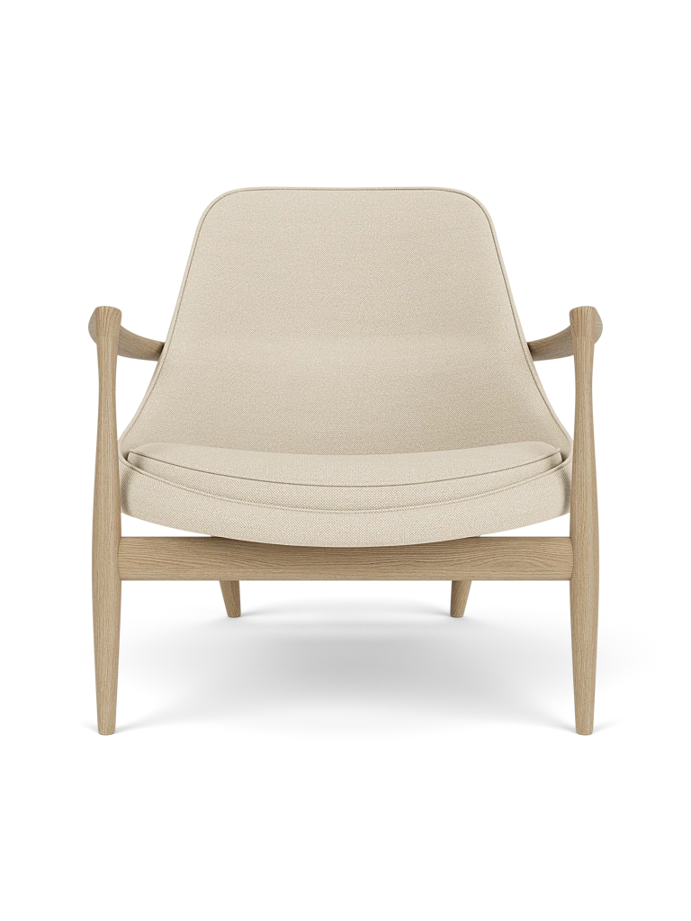 ELIZABETH armchair in beige with an oak base