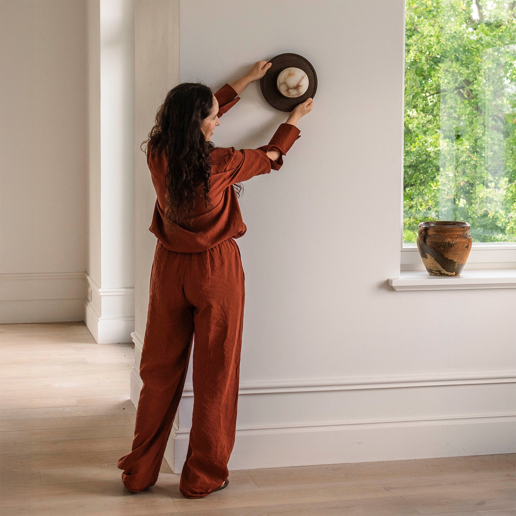 Alabaster-Deckenleuchte FULL MOON Messing mit dunkler Patina