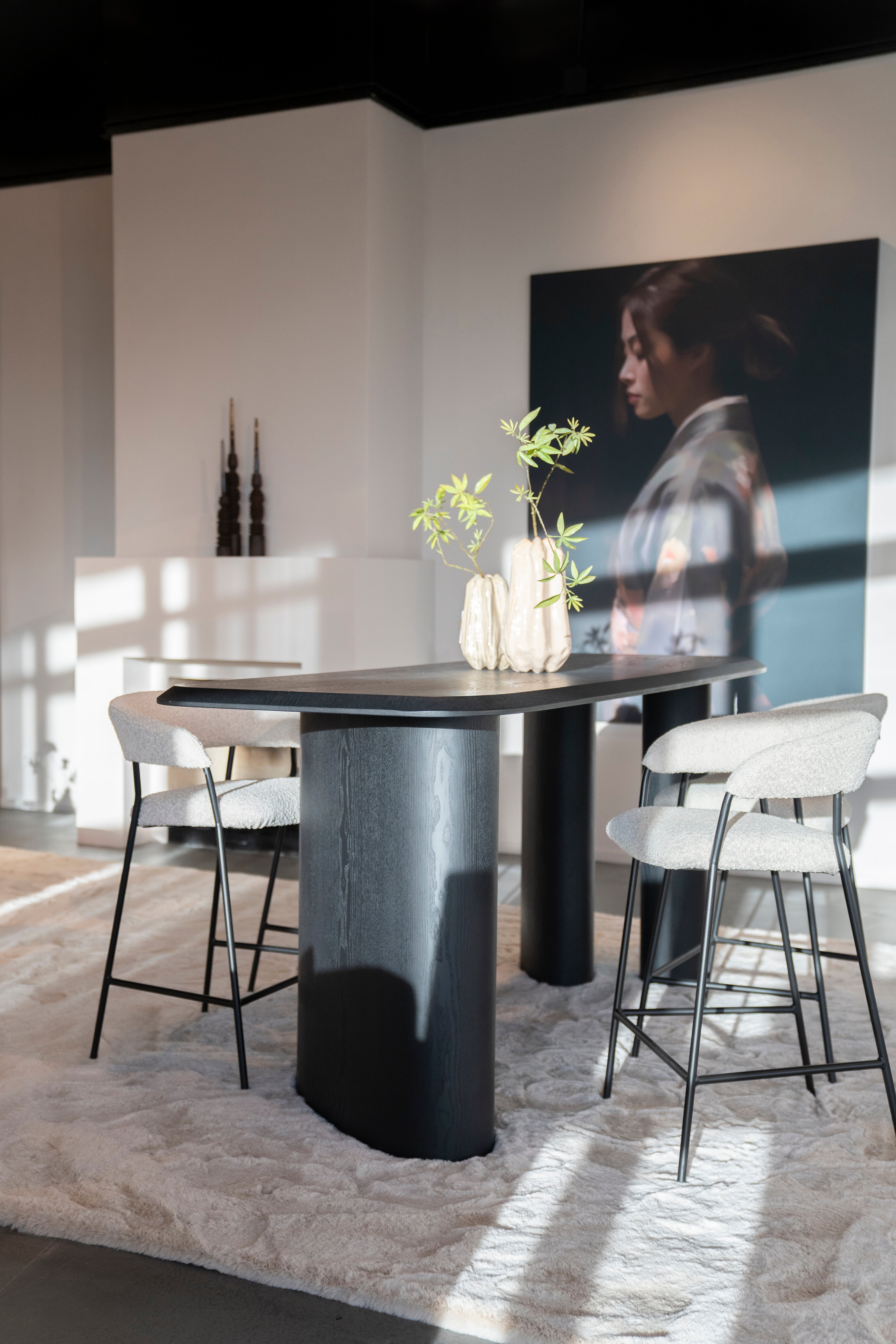 WALTER black bar table oak veneer