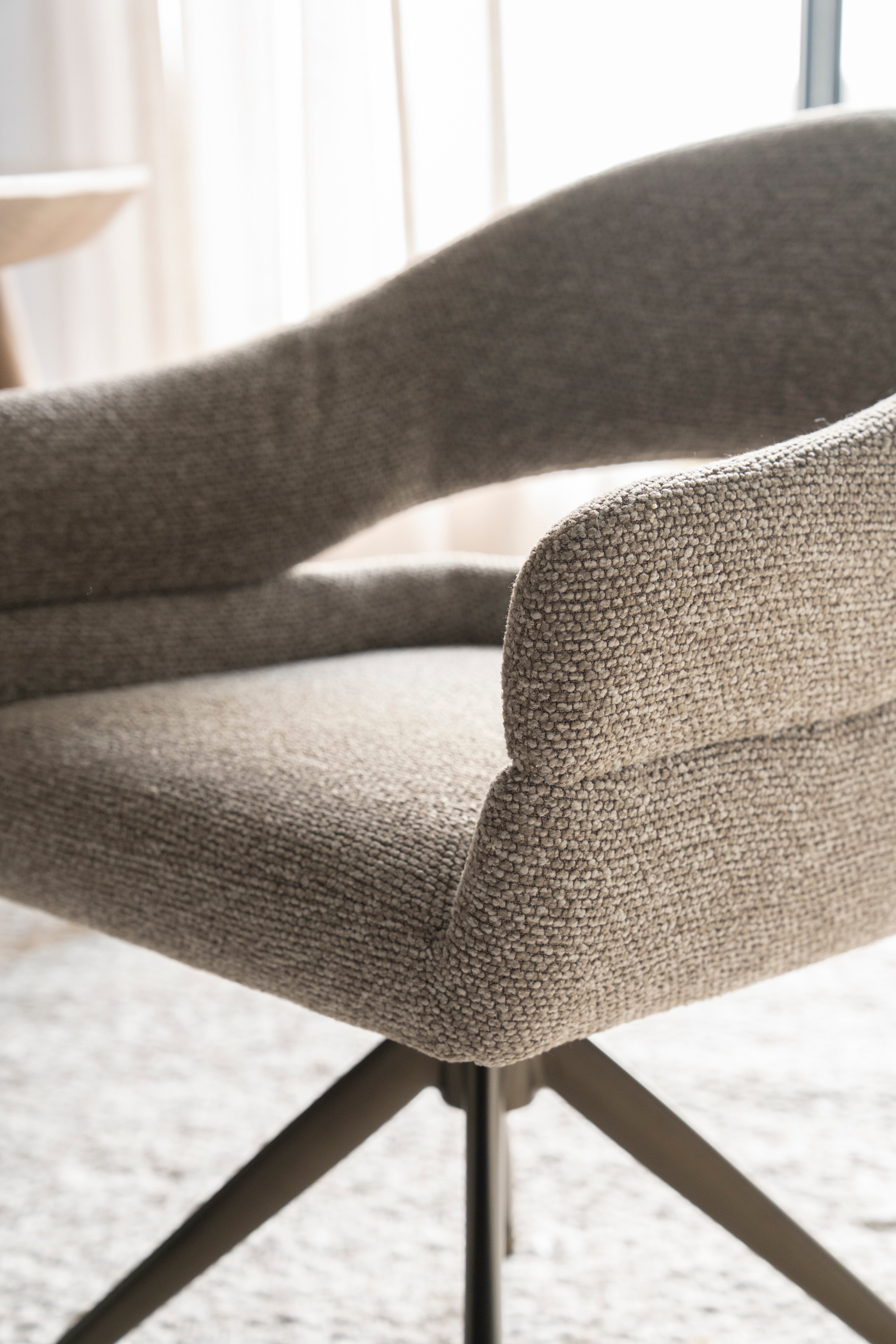HAILEY taupe swivel chair with dark brown base