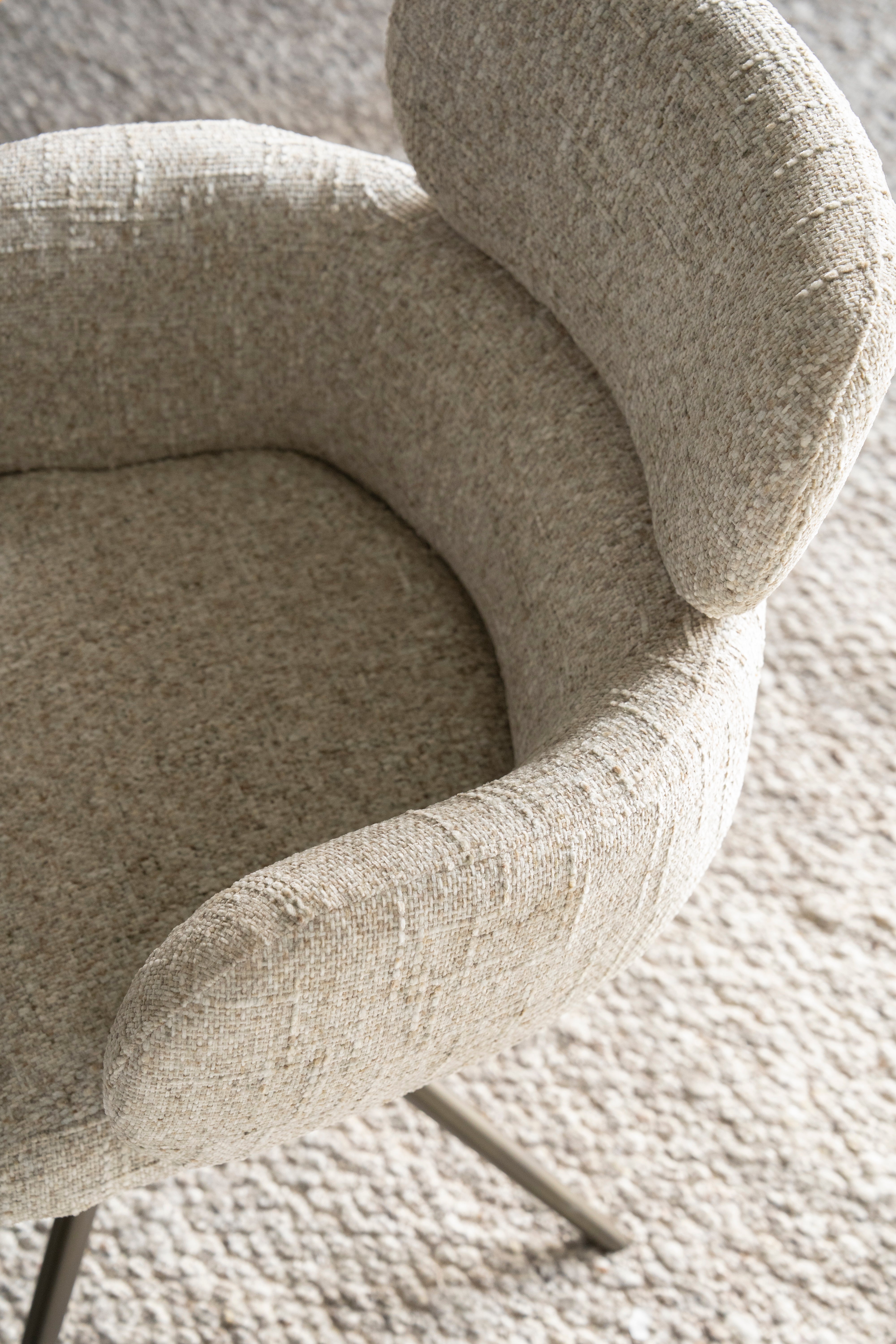 DARCIO swivel chair beige with dark brown base