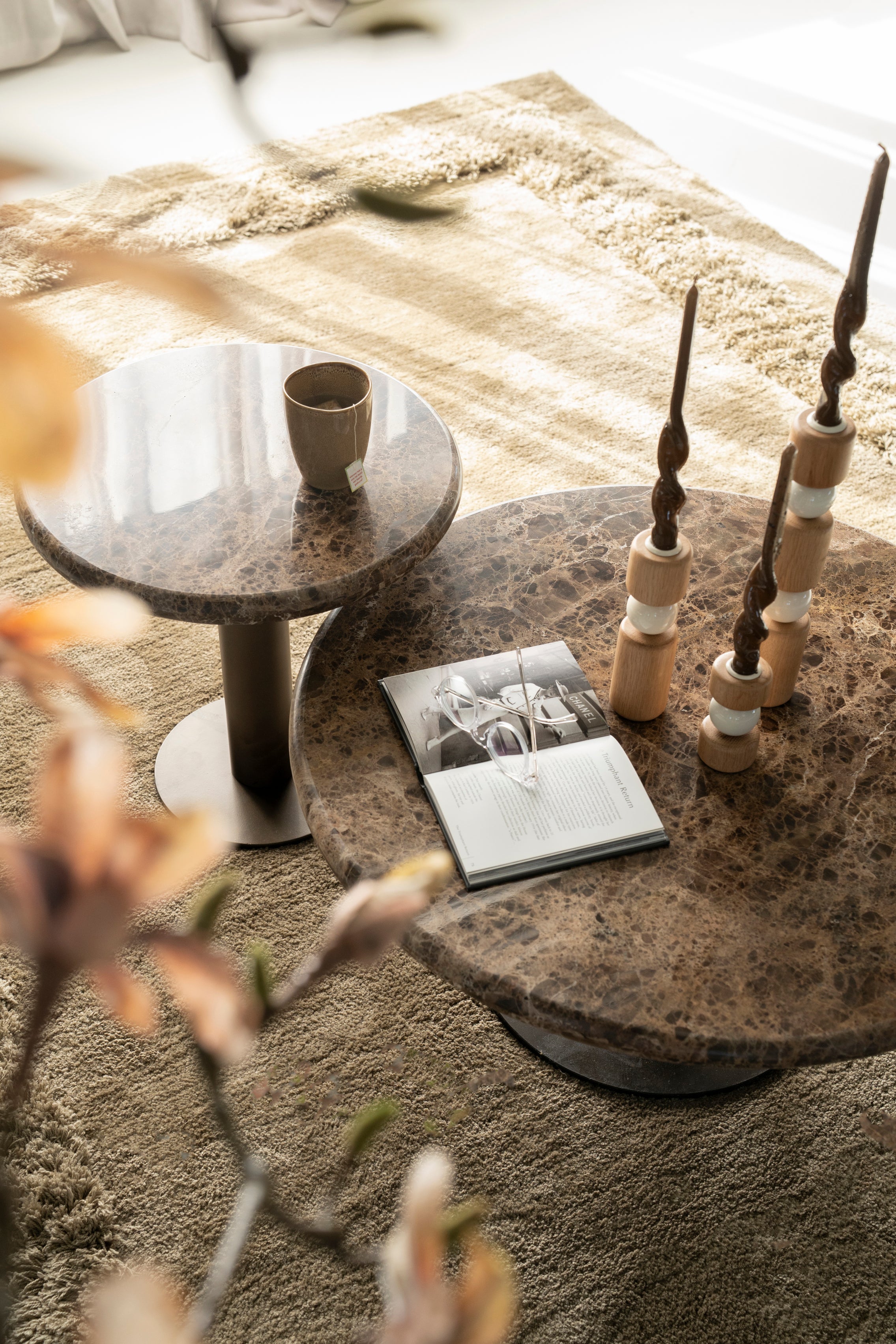 LUIGI Side Table Brown Marble
