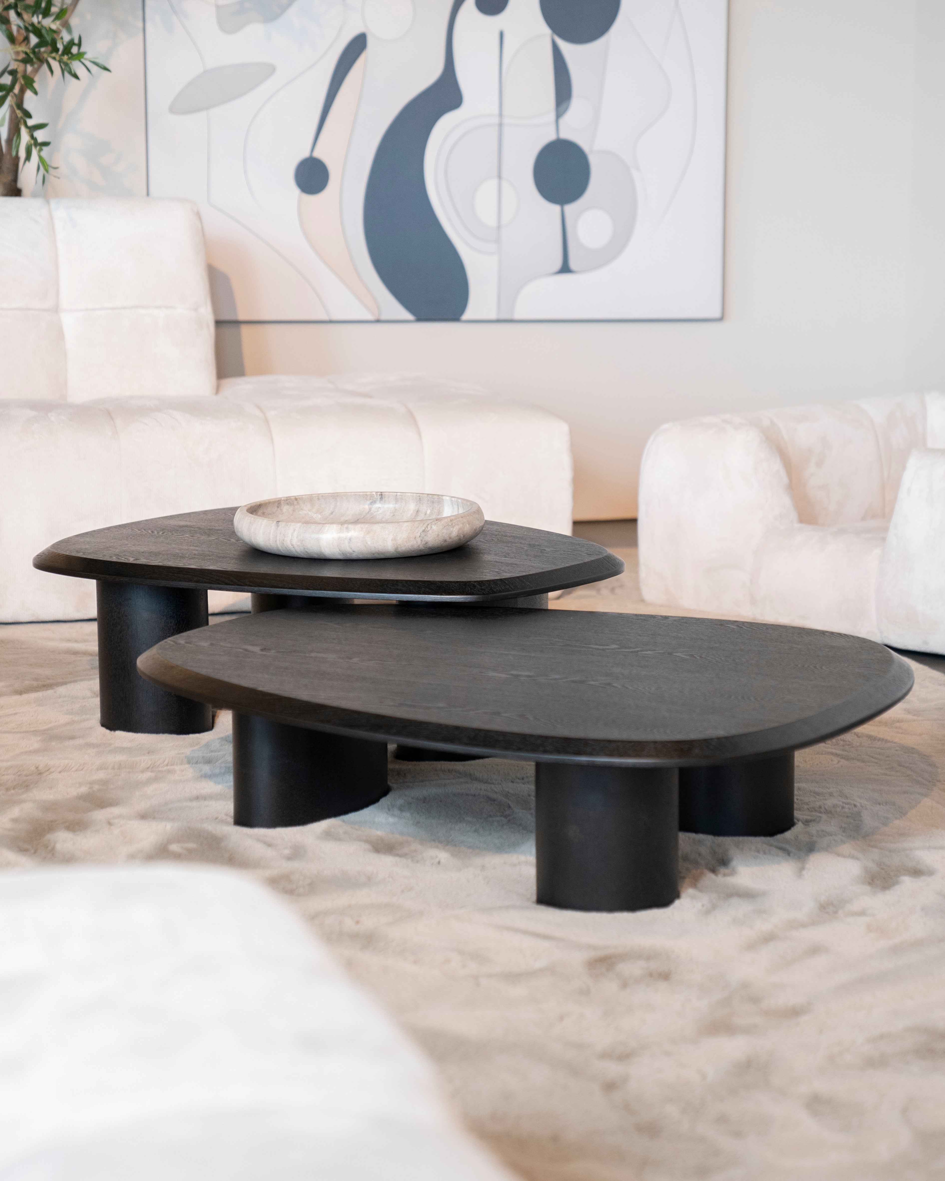 WALTER black coffee table oak veneer