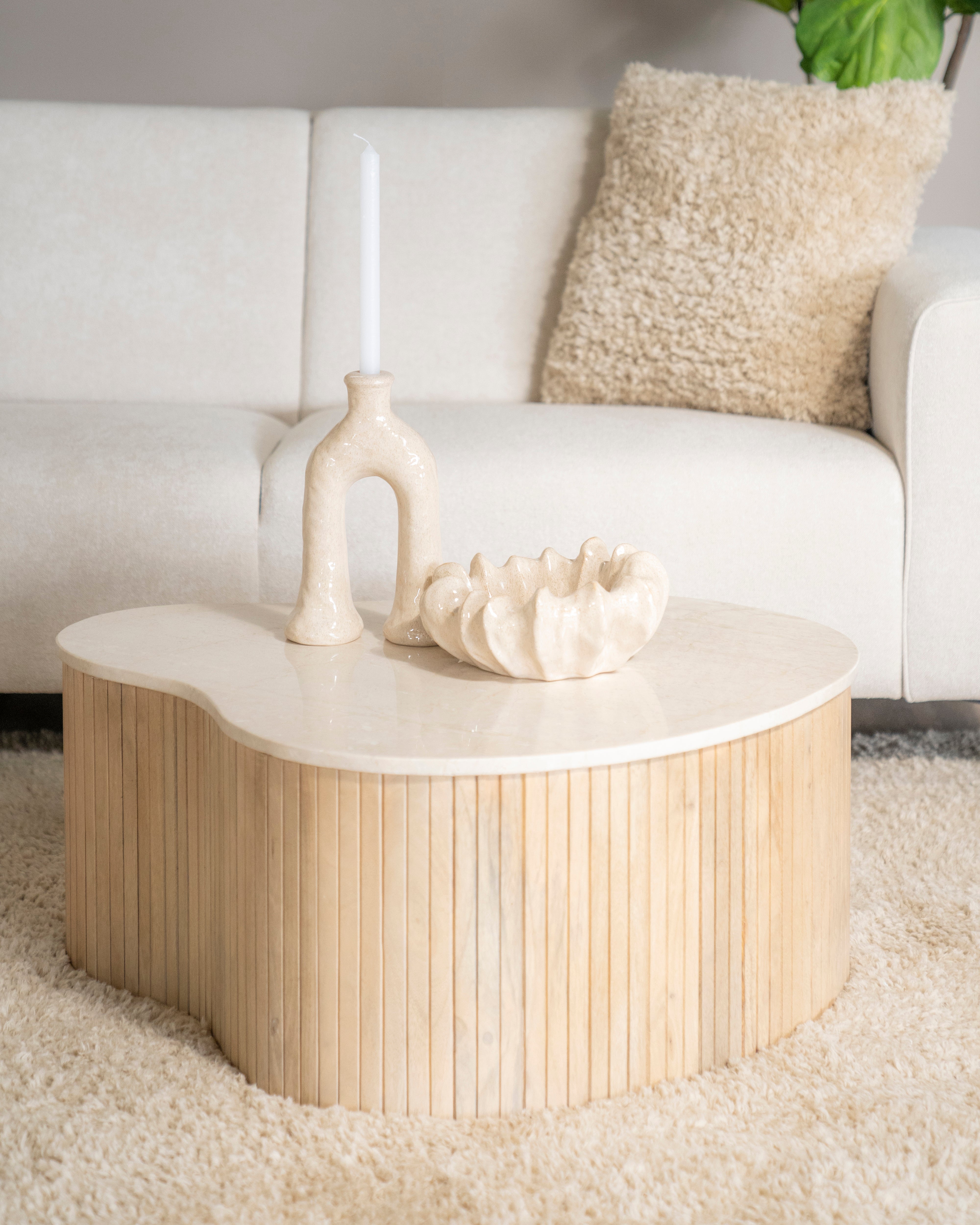 KIRA Couchtisch aus Mangoholz mit Marmorplatte