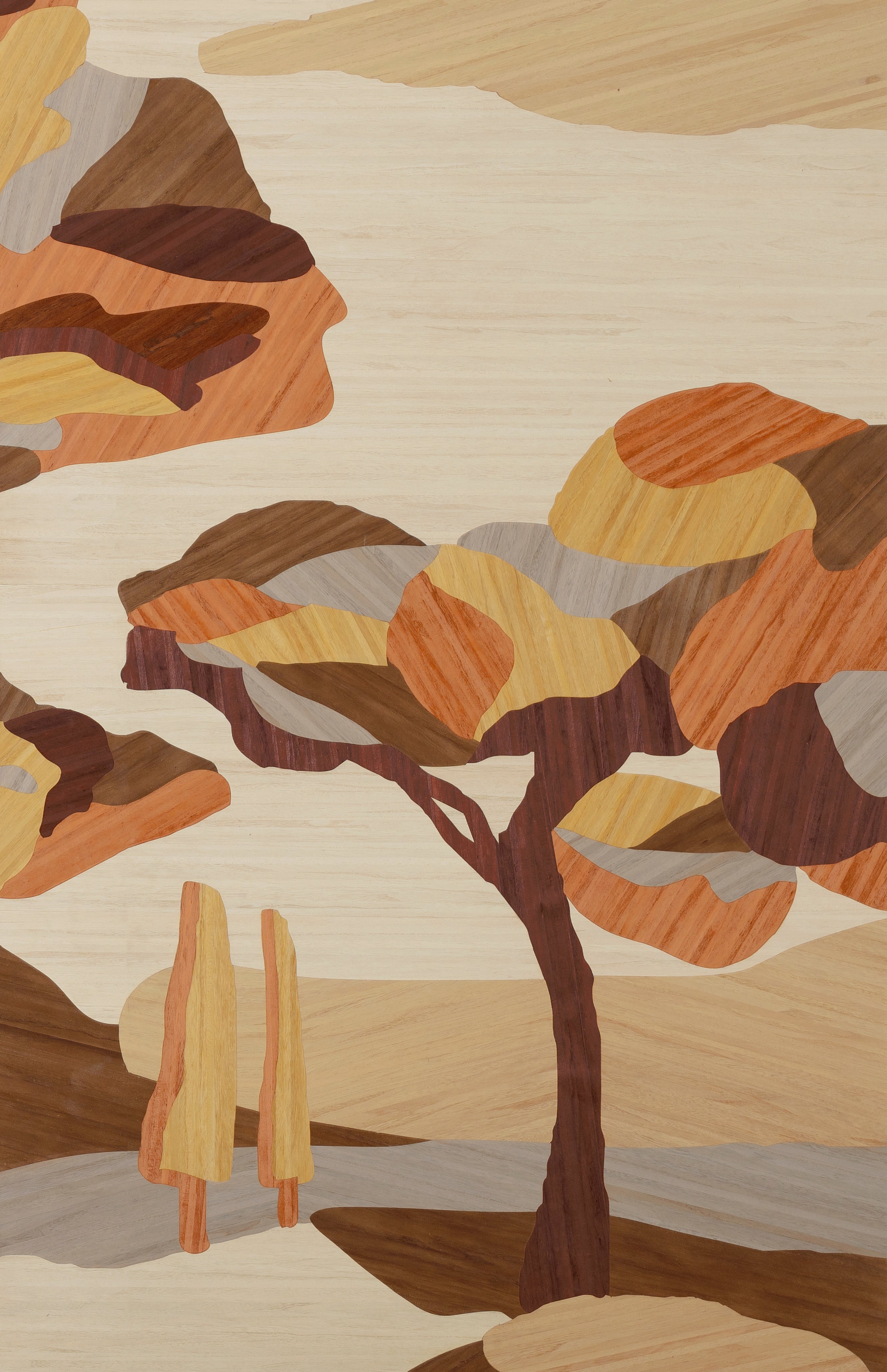 Mural with a design UNDER THE SYCAMORE TREE orange