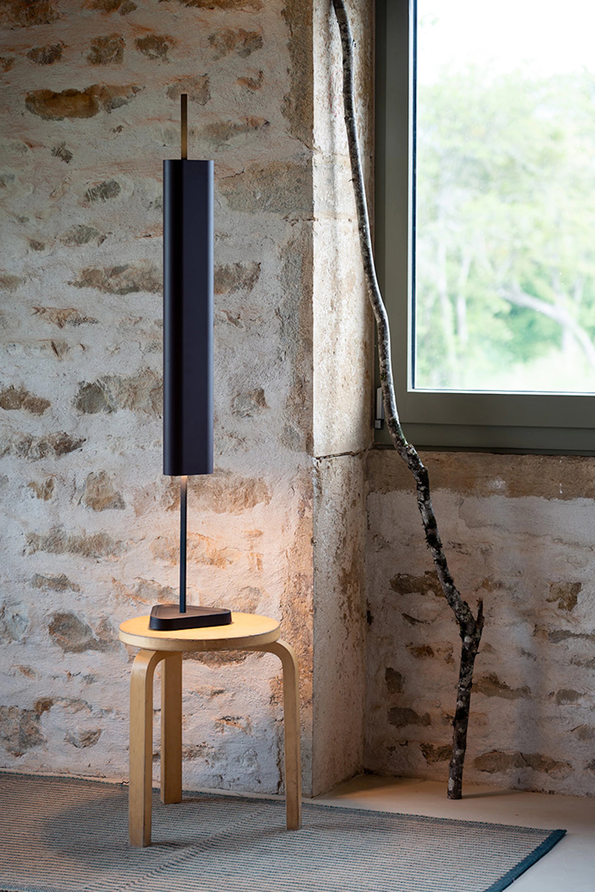 EMI Dark Blue Table Lamp with Black Base