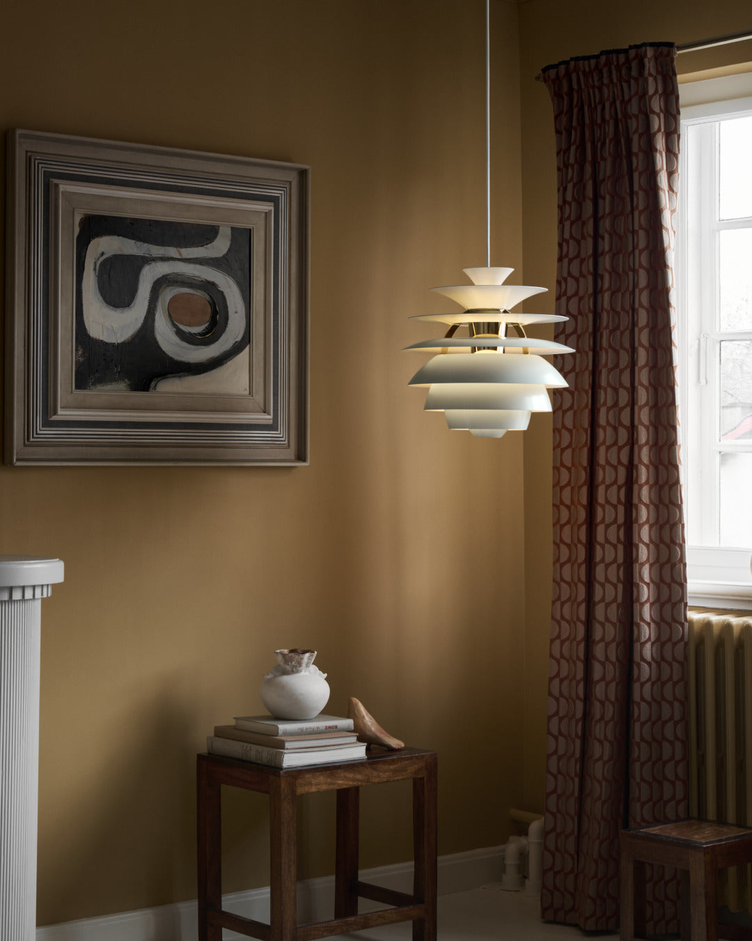 PH SNOWBALL pendant lamp dirty green with brass finish