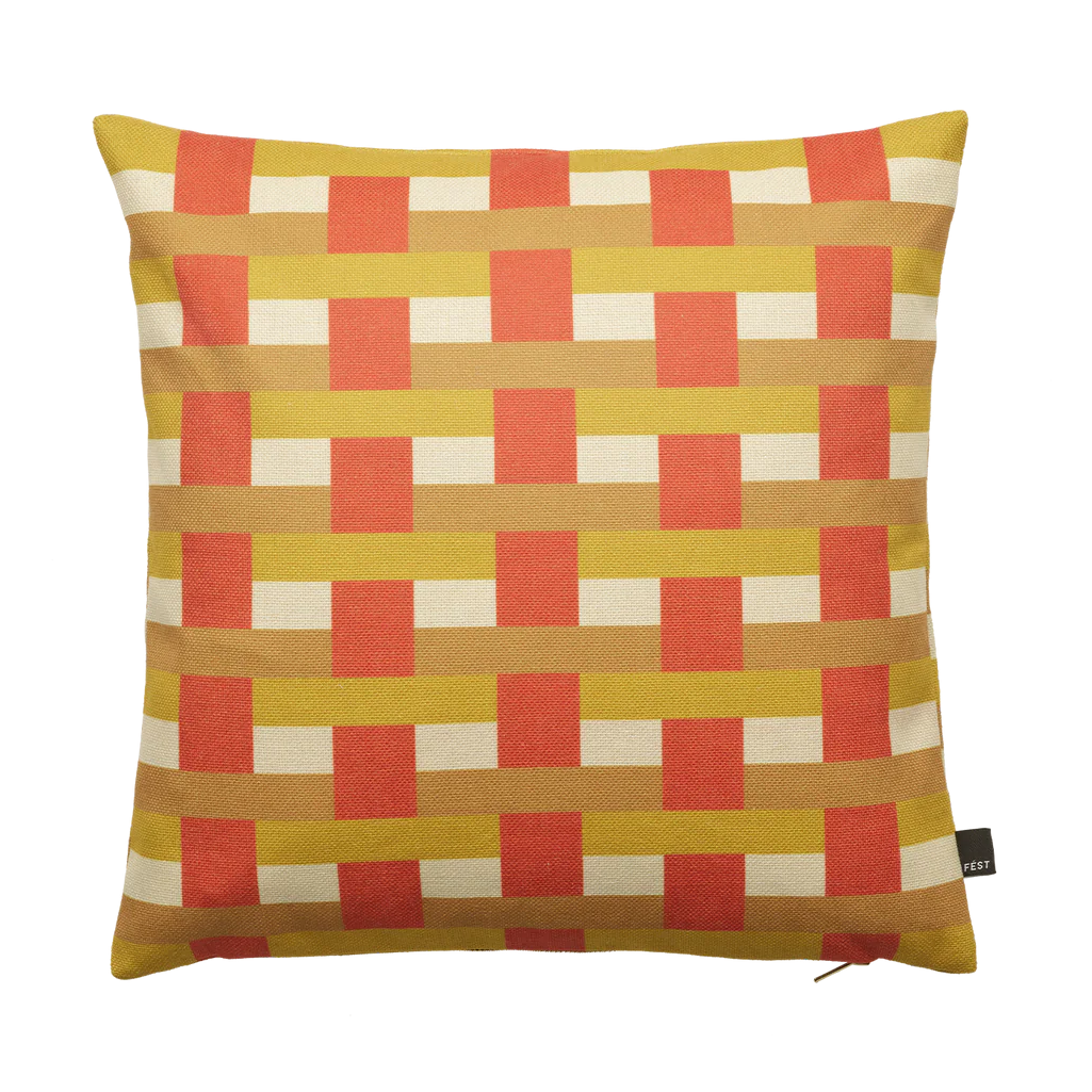 Kissen STRIPES AND CHECKS orange mit Gelb