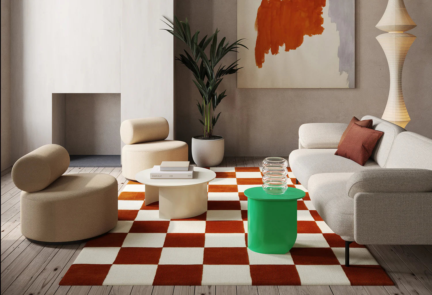 Teppich CHECKS orange mit beige