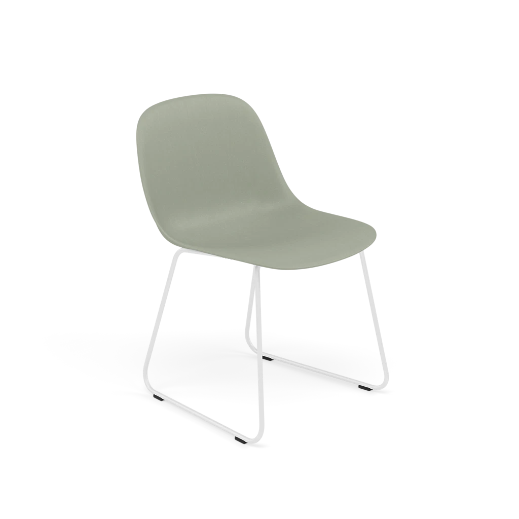 FIBER Chair in Dirty Green with a Steel Sled Base