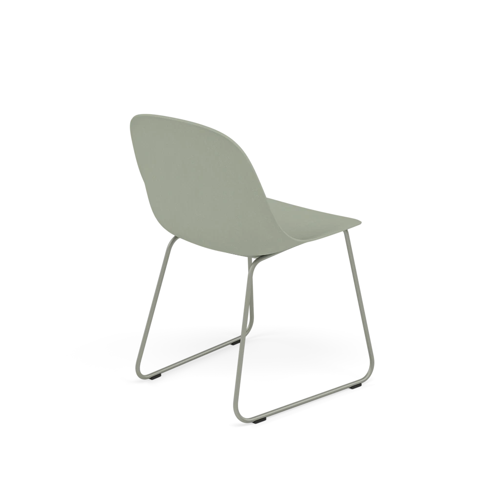 FIBER Chair in Dirty Green with a Steel Sled Base