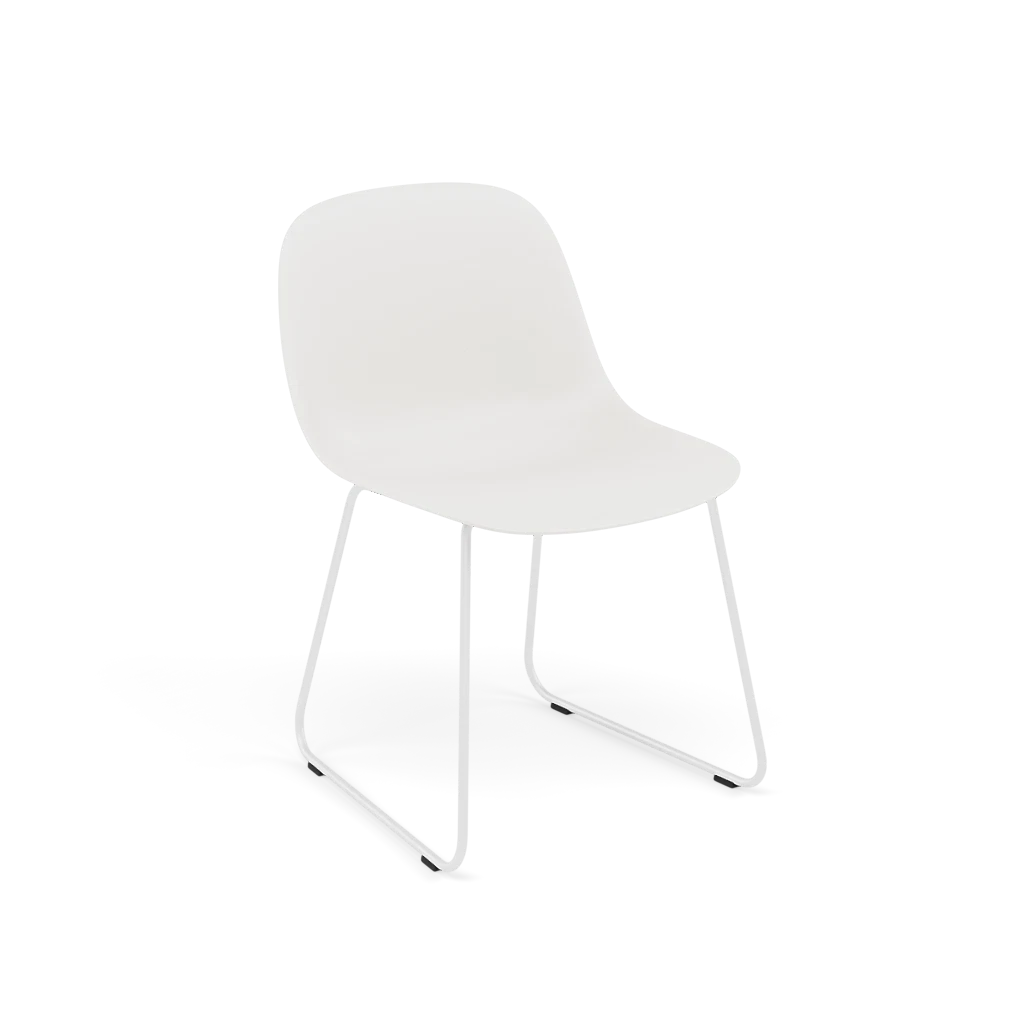 FIBER Chair in White with Steel Sled Base
