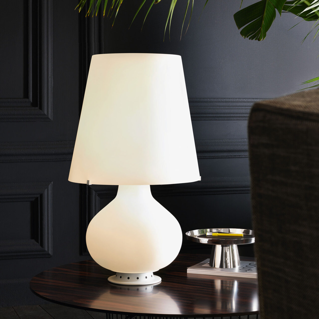 Tischlampe FONTANA 1853 weißes satinierte Glas mundgeblasen