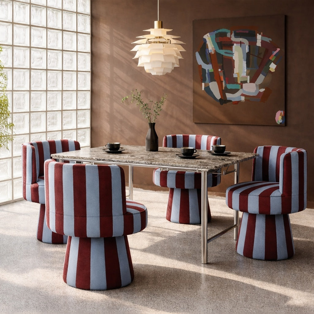 Drehstuhl LINEA SOFT in Bordeaux mit Himmelblau