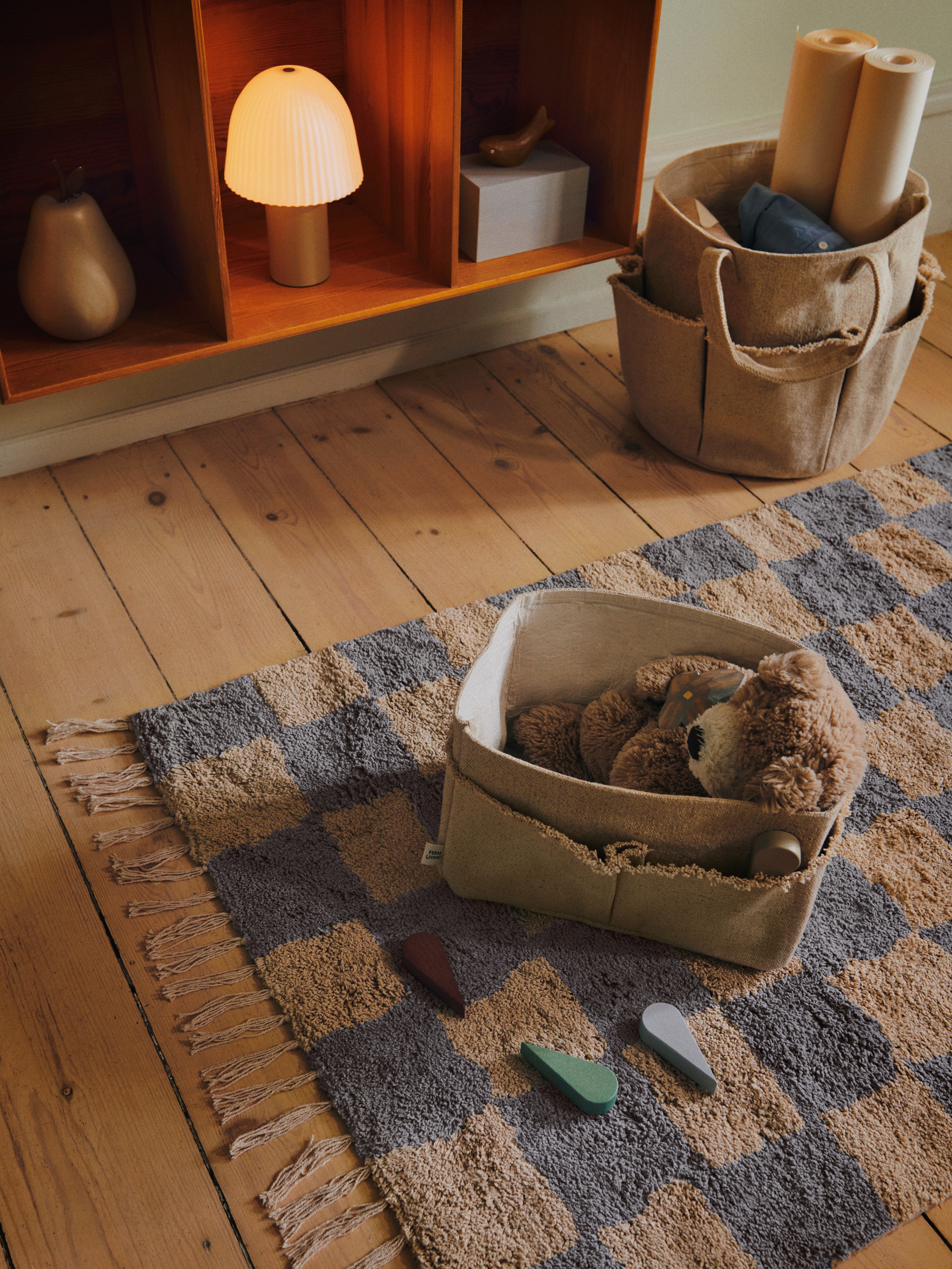 Teppich MARA blau mit sandfarbenem