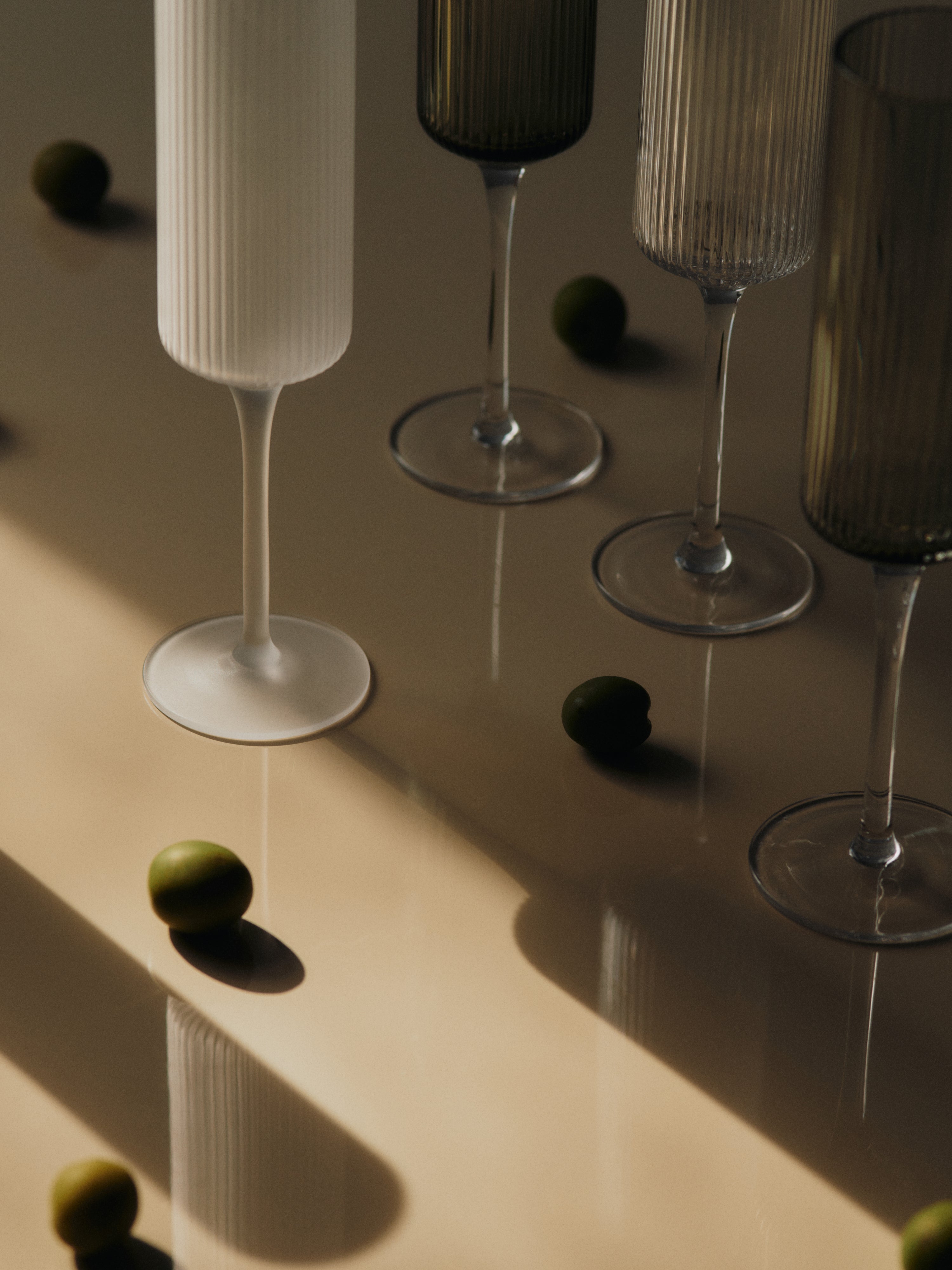 Ripple Flutes Champagne Glass Set Smoked Glass