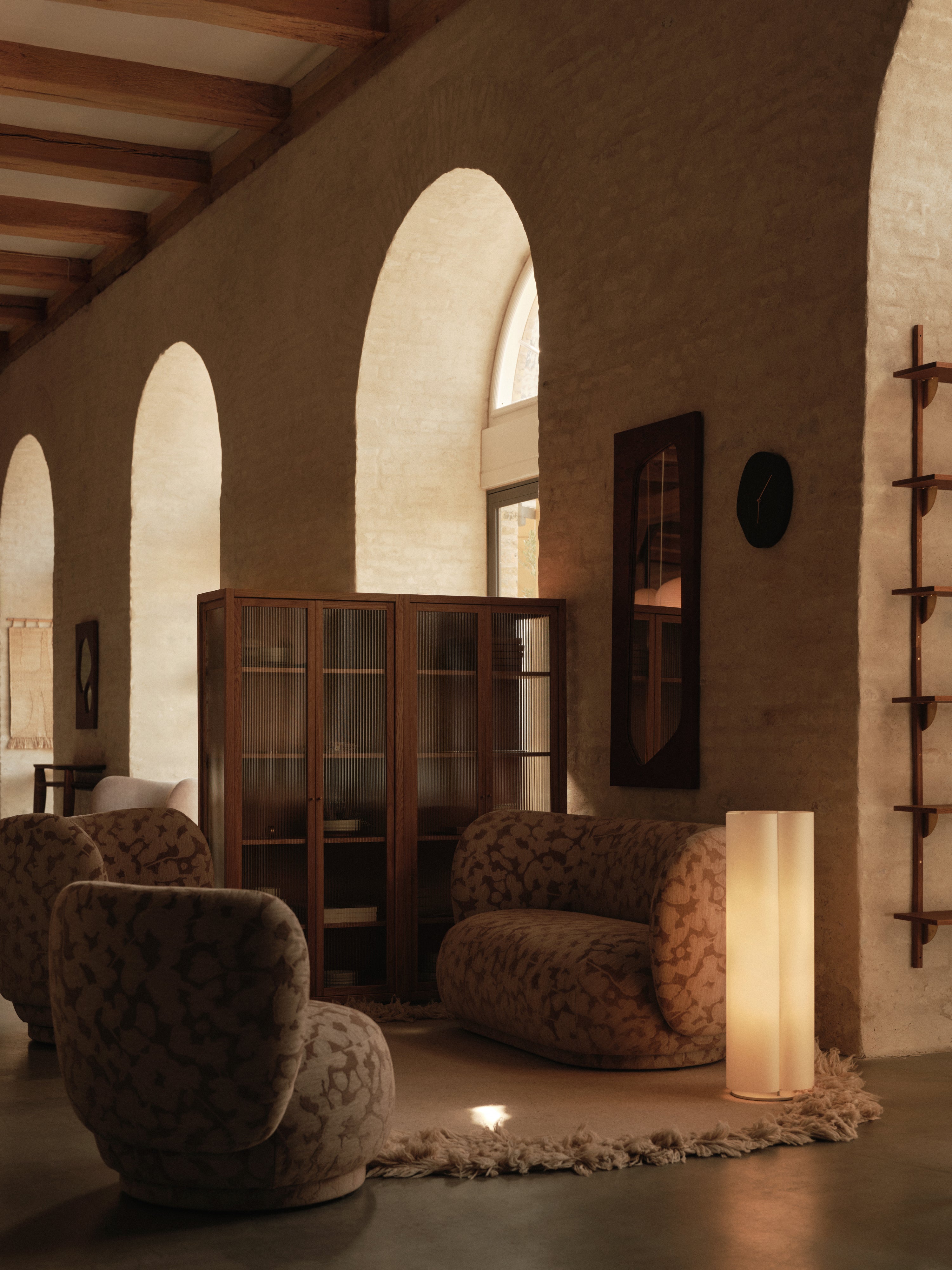 Oval rug NORTE beige with long pile