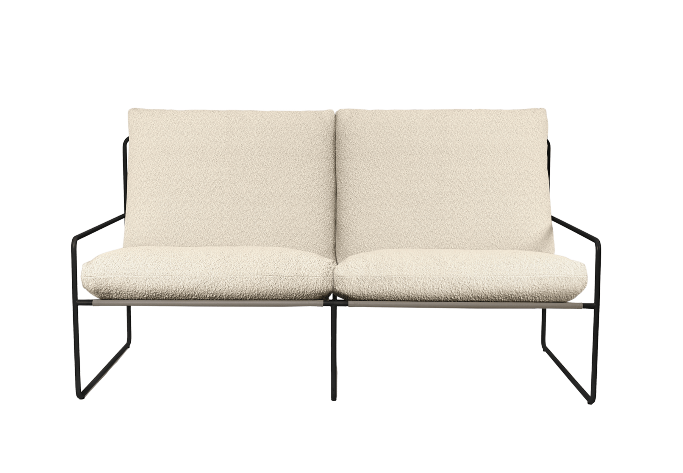 Sofa 2-sitzige Außen DESERT gebrochenes Weiß mit schwarzem Gestell