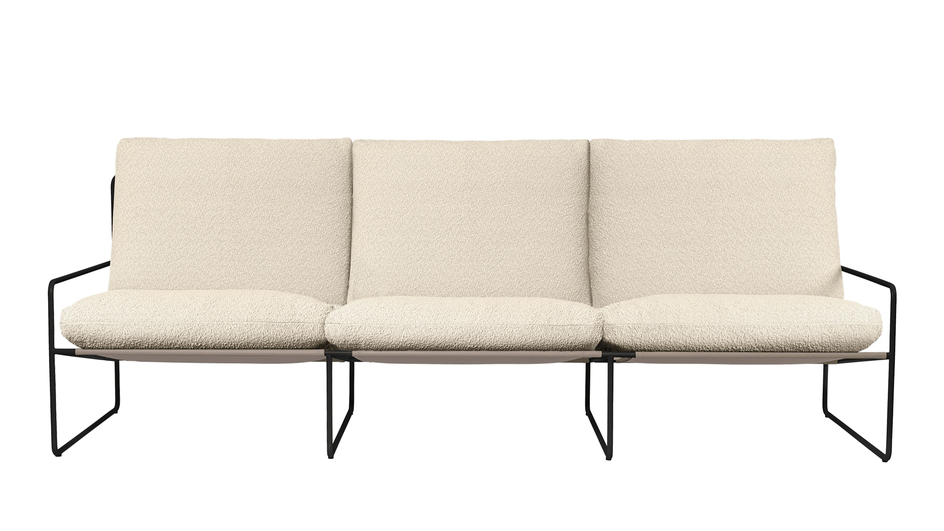 3-seater outdoor sofa DESERT broken white with black base