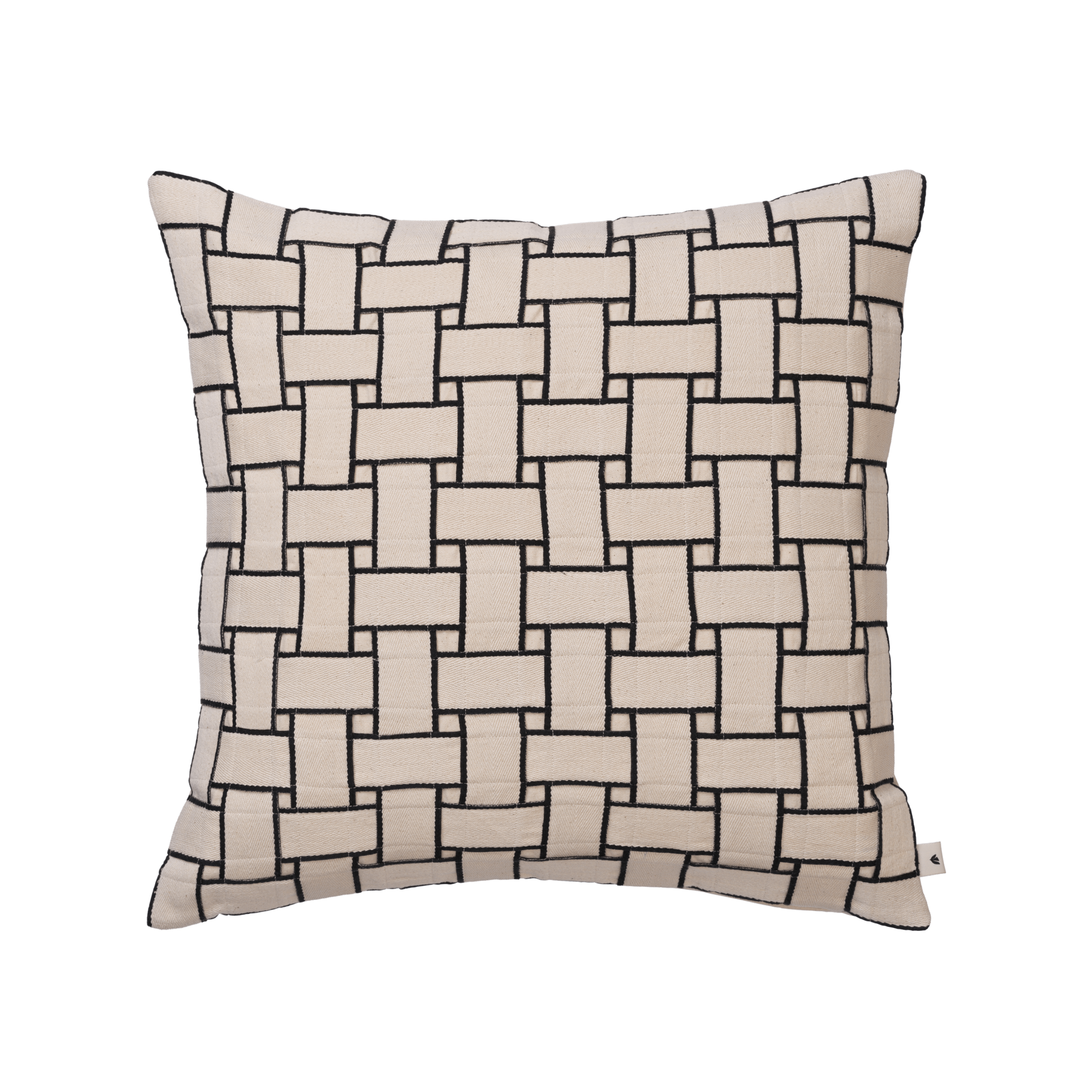 LATTICE Cushion Cover Beige with Black Pattern