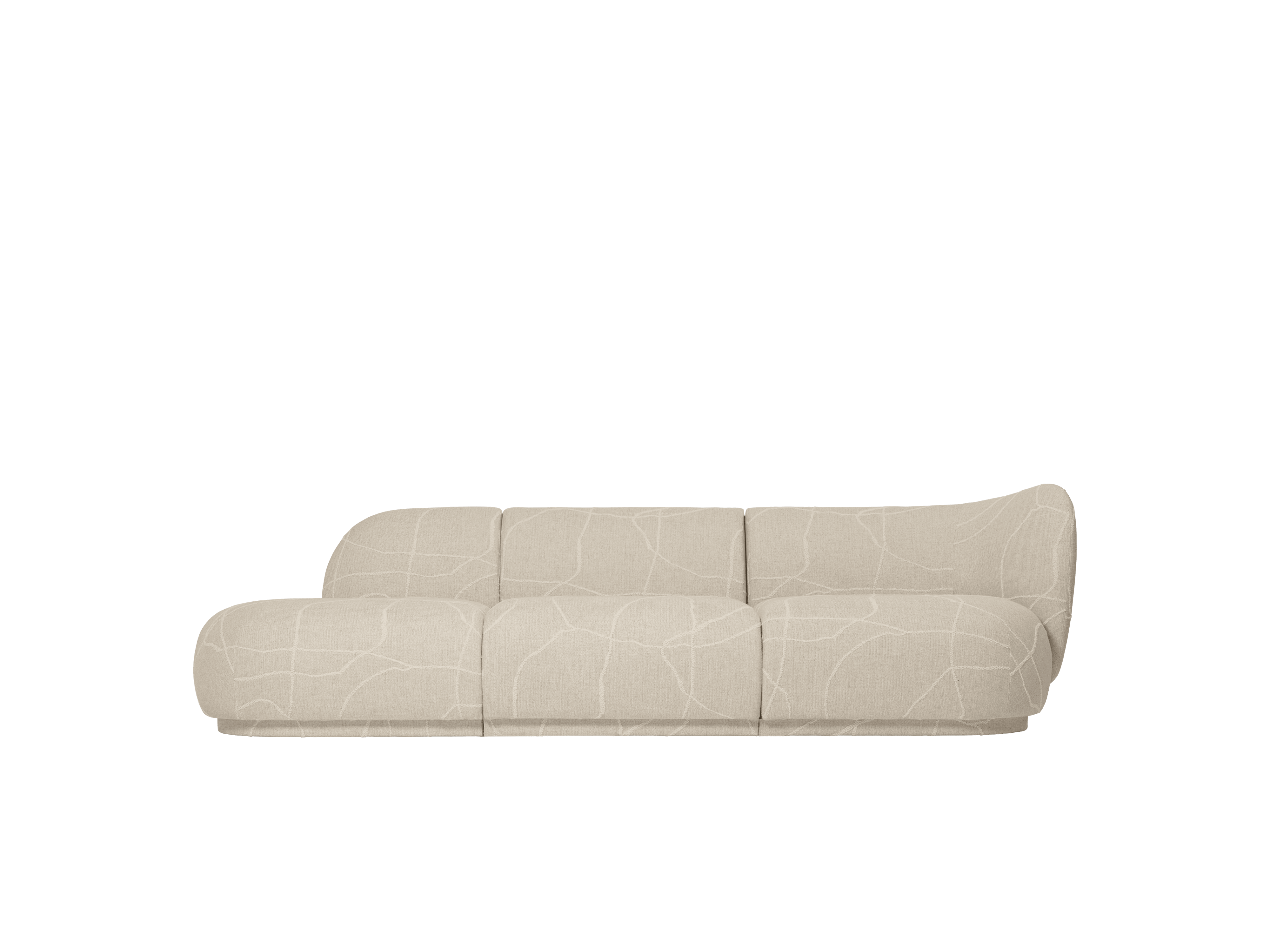 Modulares Sofa RICO Can Lis - offenes Endelement links sandfarben mit Weiß